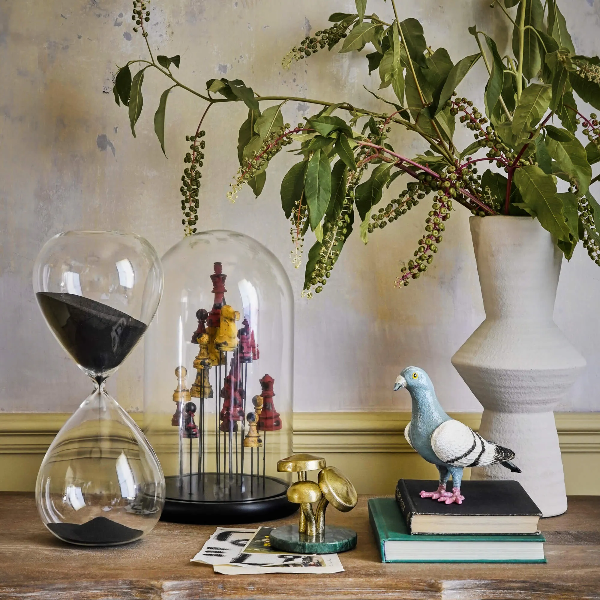 Mushroom Paperweight - Gold, White Marble