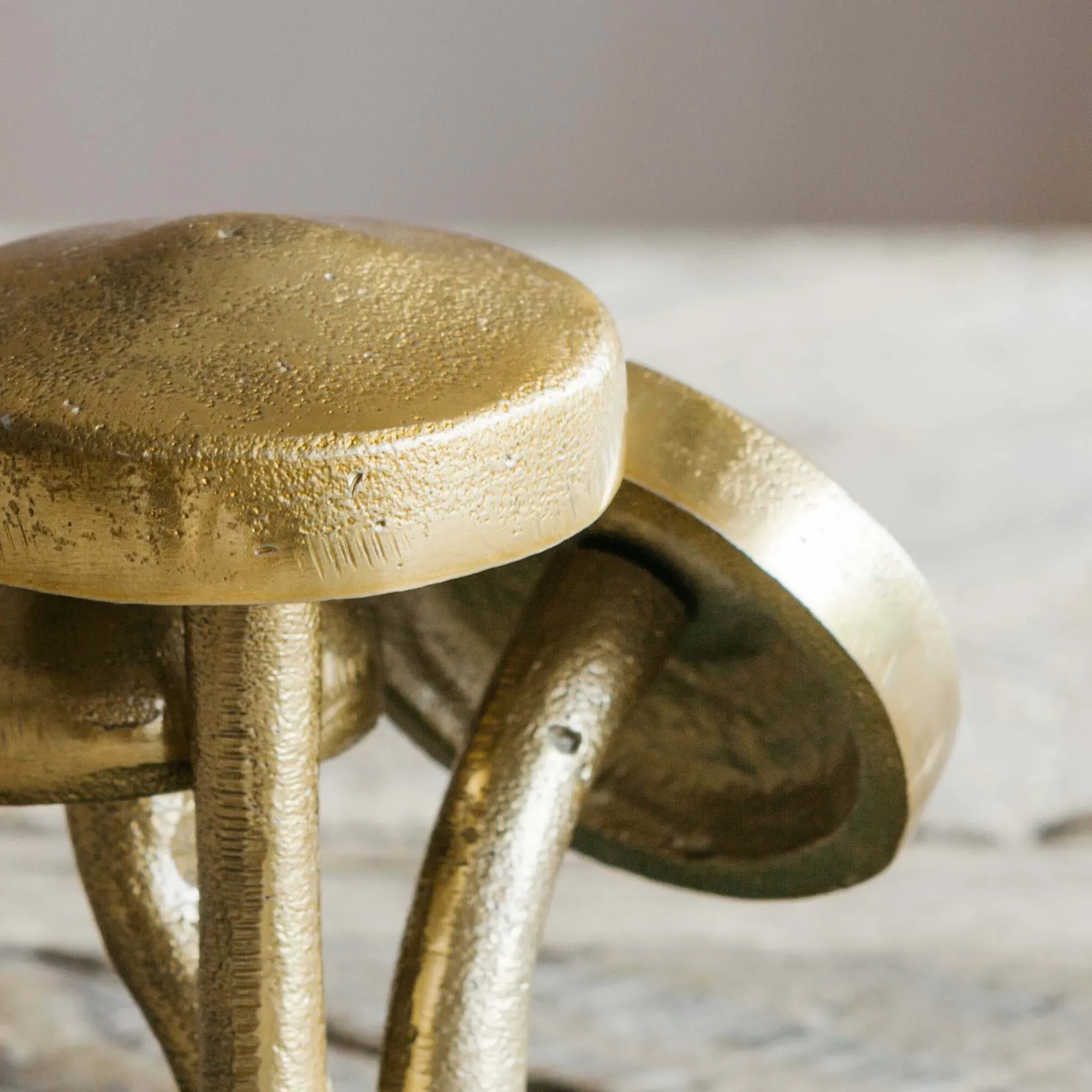 Mushroom Paperweight - Gold, White Marble