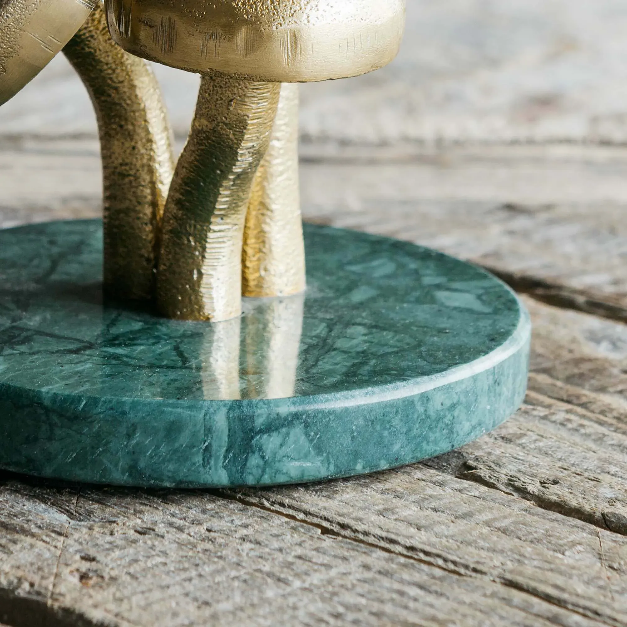 Mushroom Paperweight - Gold, White Marble