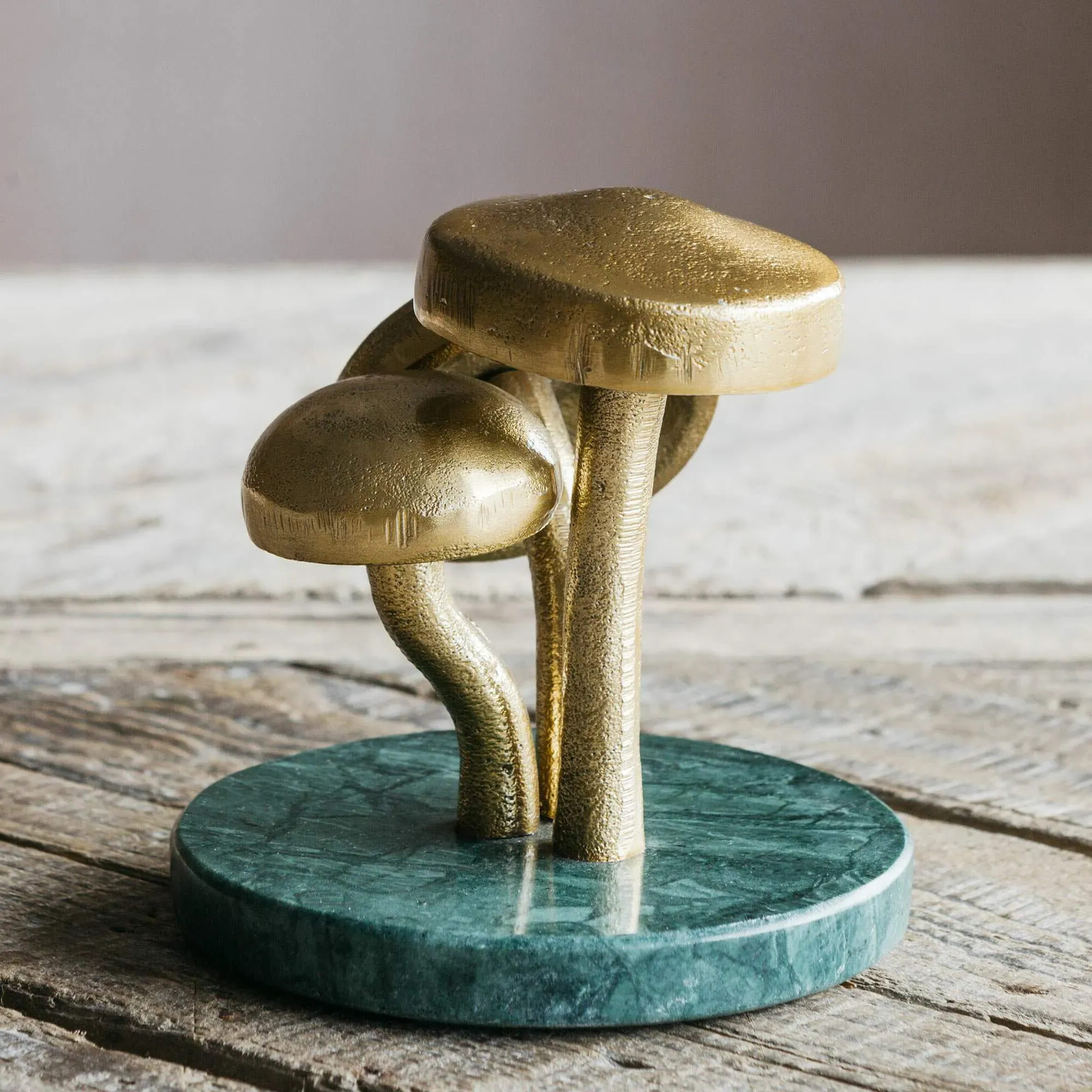 Mushroom Paperweight - Gold, White Marble image