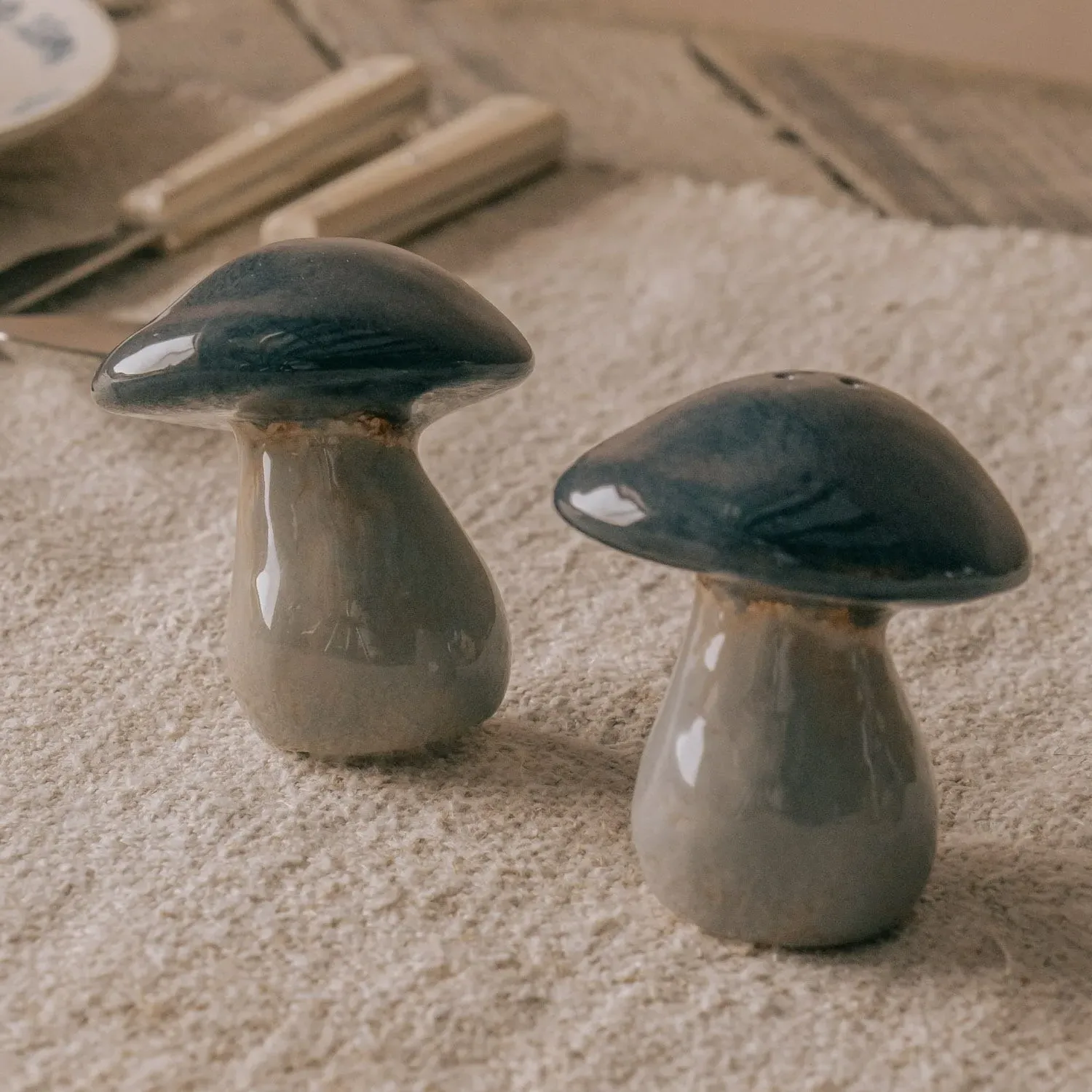 Mushroom Salt & Pepper Set - Grey