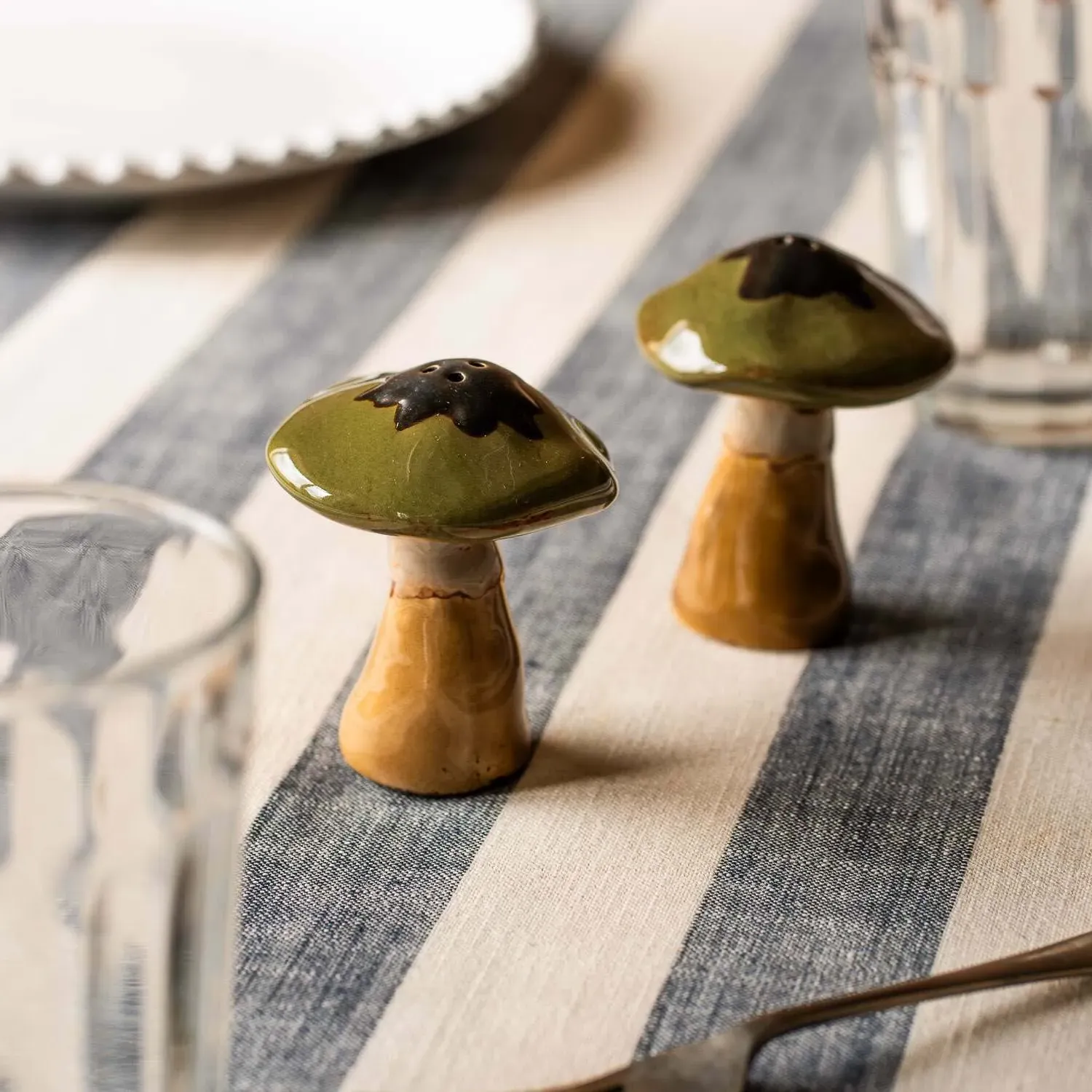 Mushroom Salt & Pepper Shakers - Green