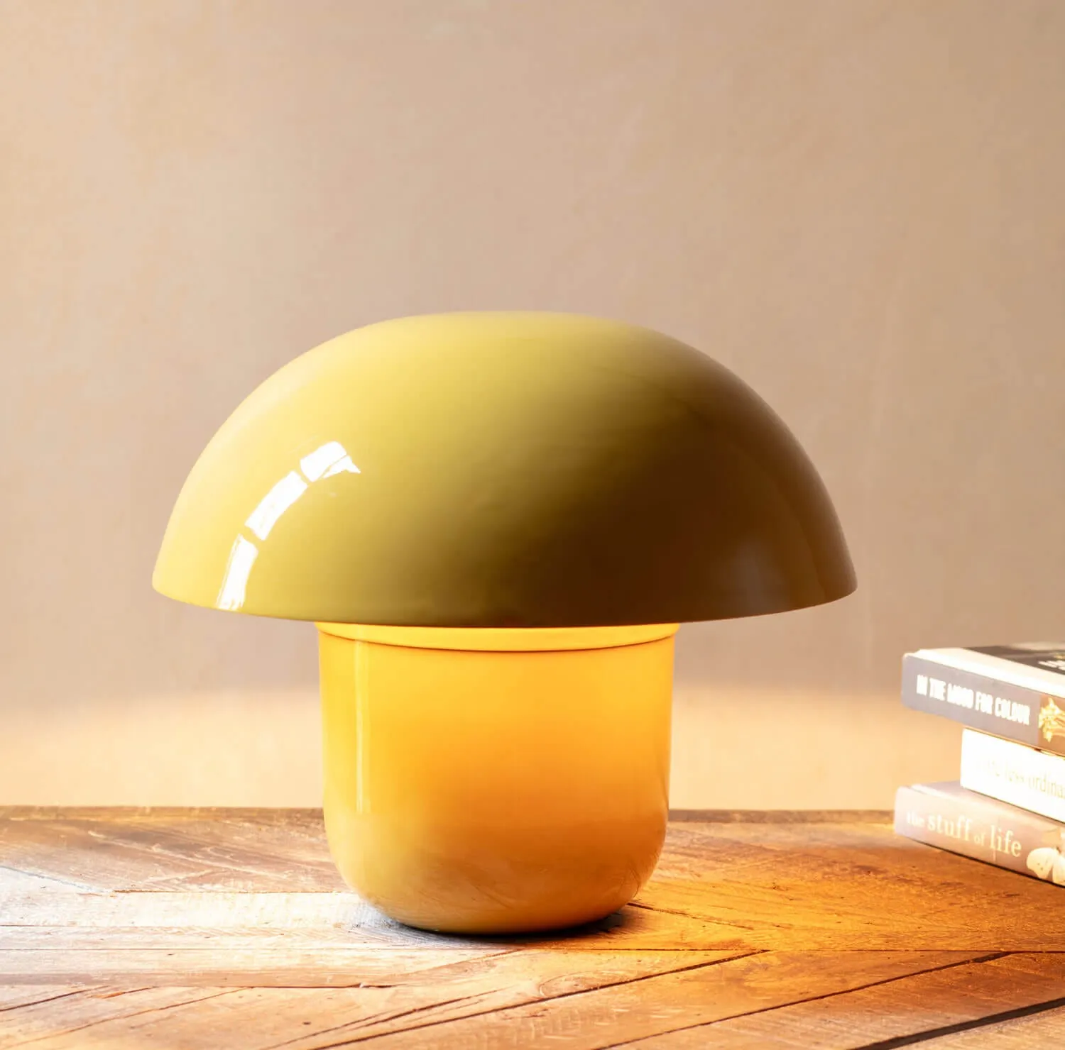 Mushroom Table Lamp - Green, Iron