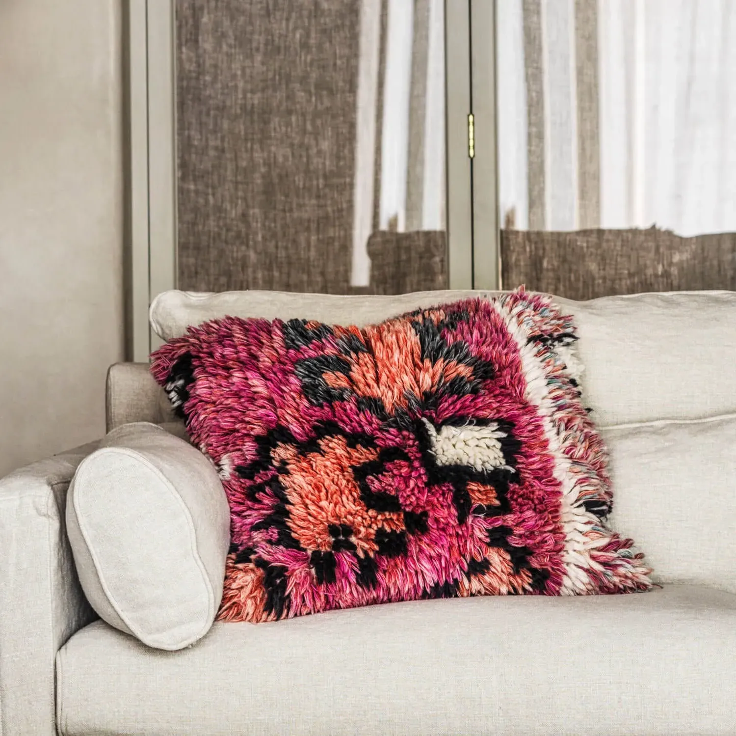 Myla Cushion - Dark Pink, New Zealand Wool image