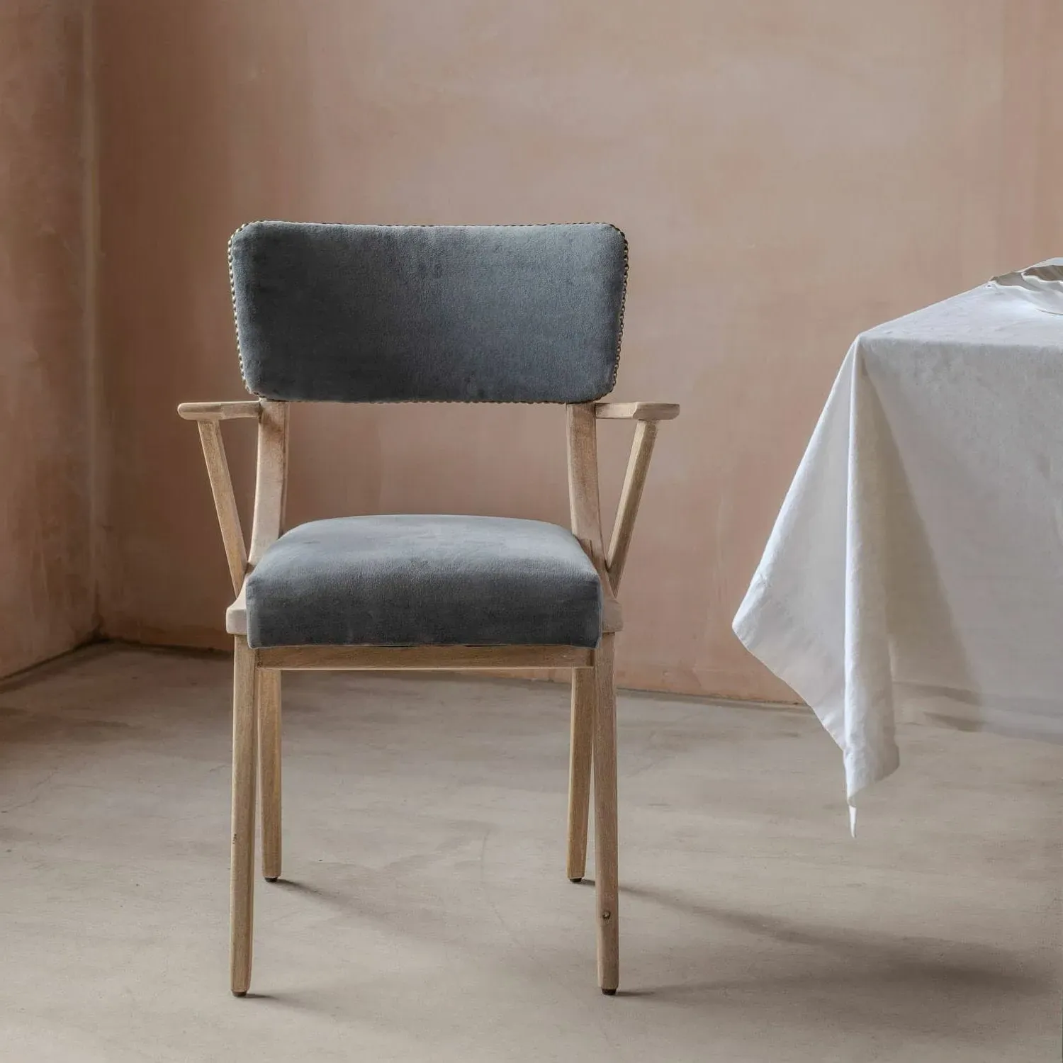 Myles Armchair - Grey, Velvet