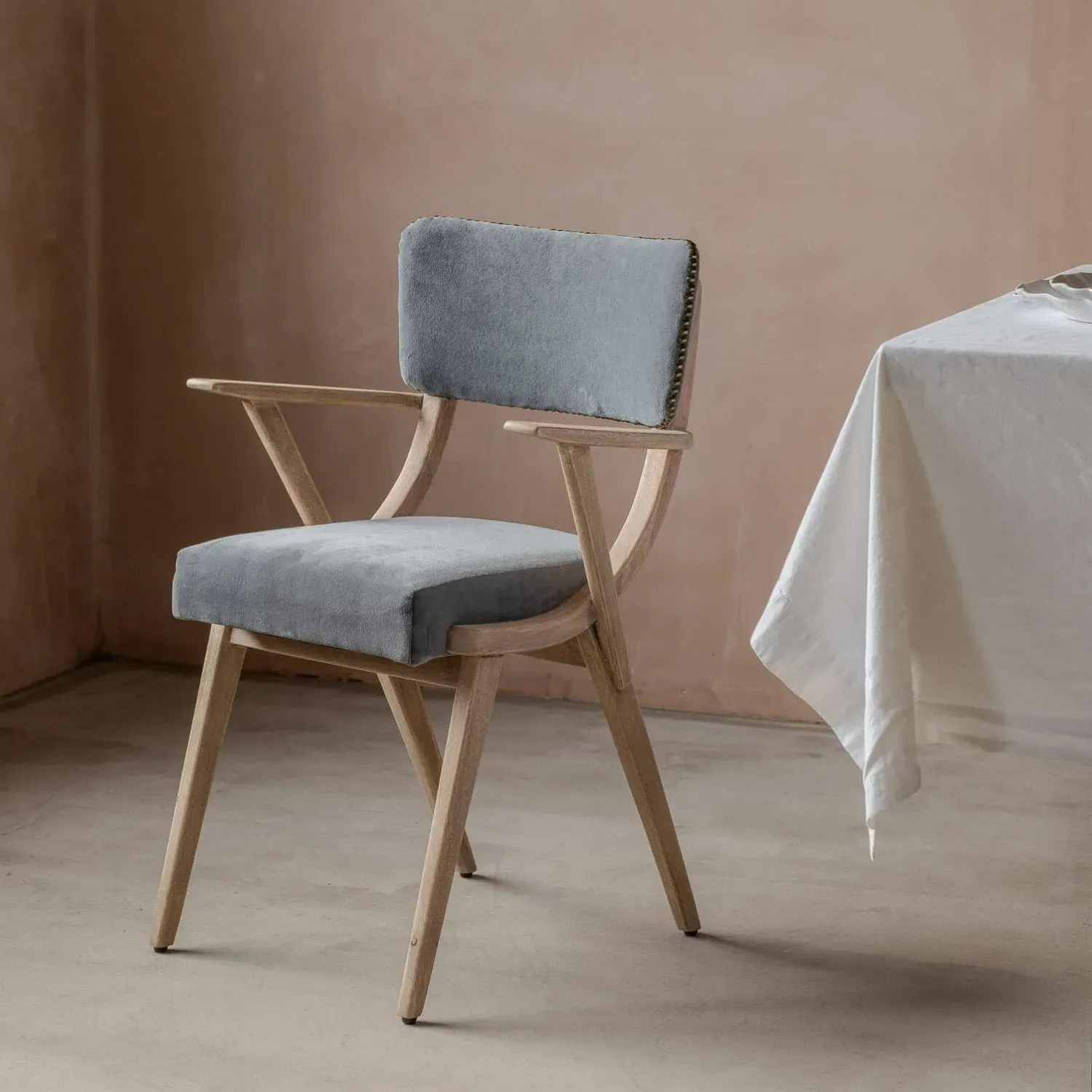 Myles Armchair - Grey, Velvet