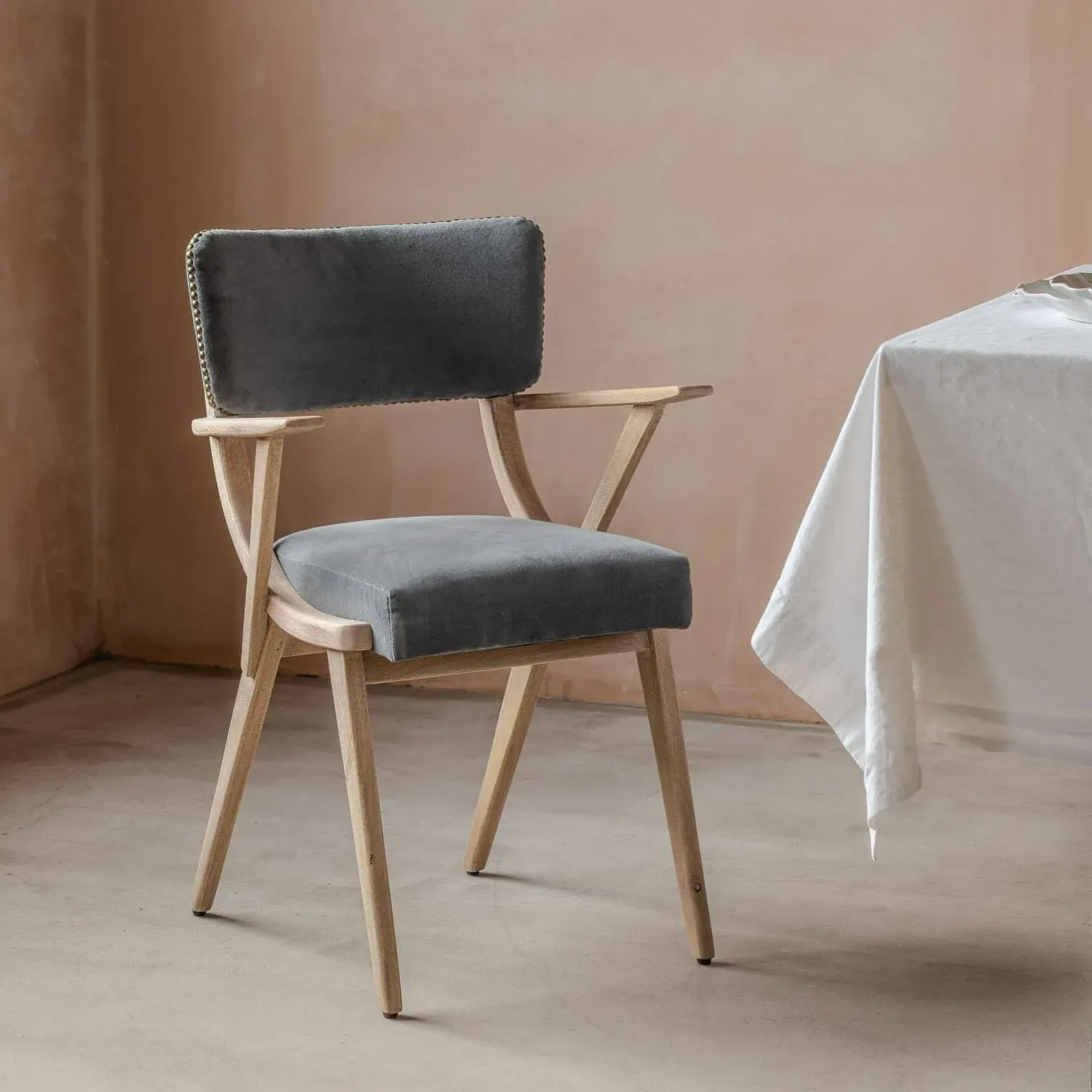 Myles Armchair - Grey, Velvet image