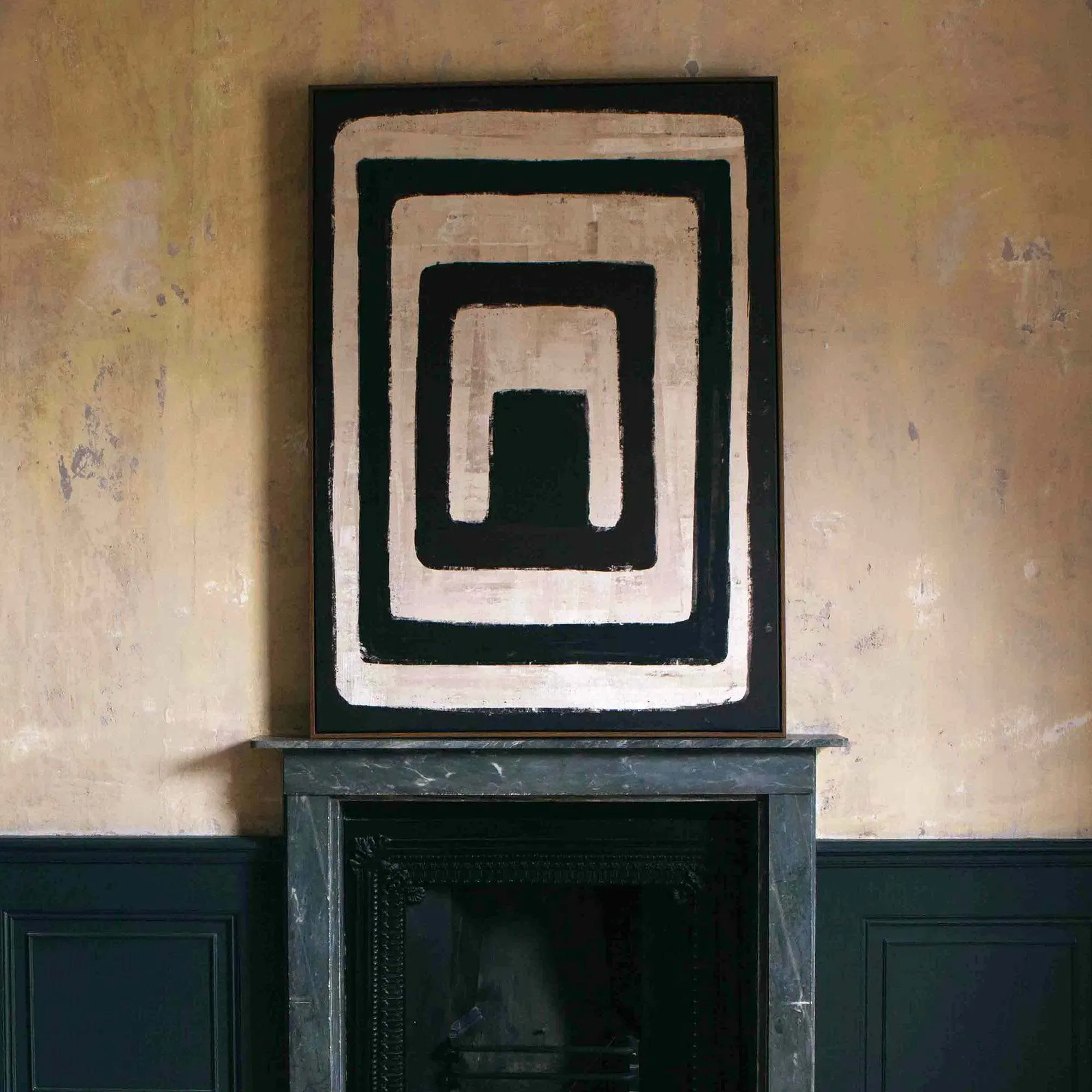 Natural and Black Abstract Print - Canvas