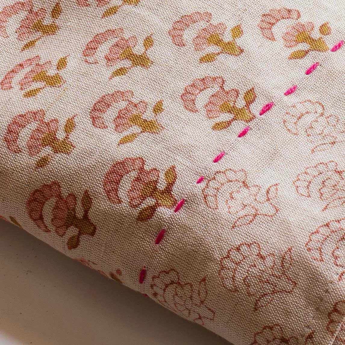 Natural Flower Block Printed Napkin - Cotton Linen