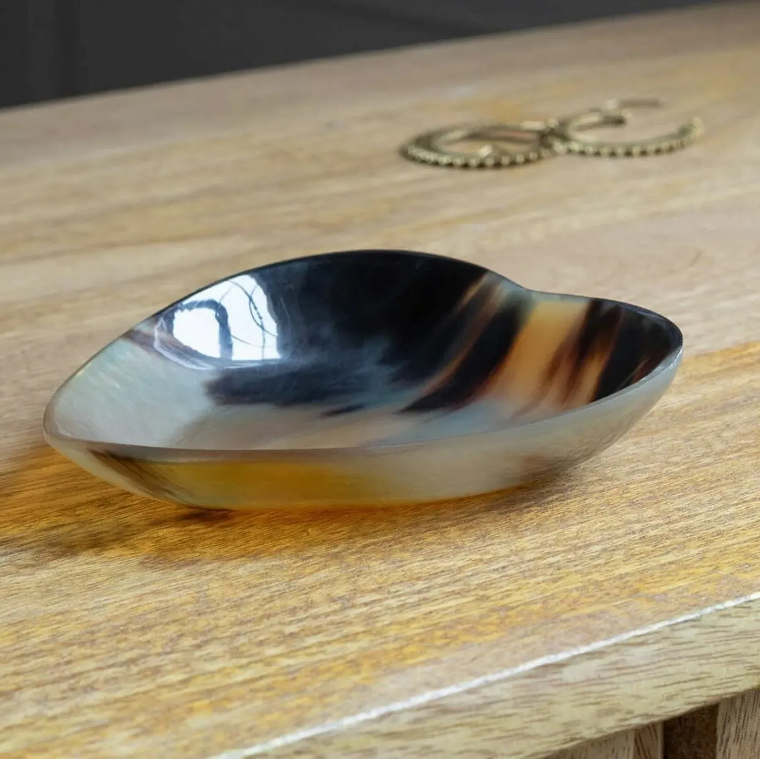 Natural Horn Heart Trinket Dish - Horn