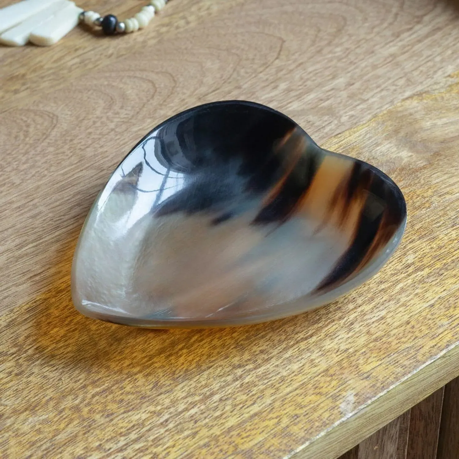 Natural Horn Heart Trinket Dish - Horn