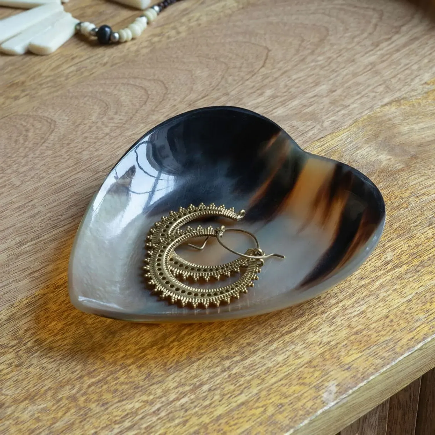 Natural Horn Heart Trinket Dish - Horn image