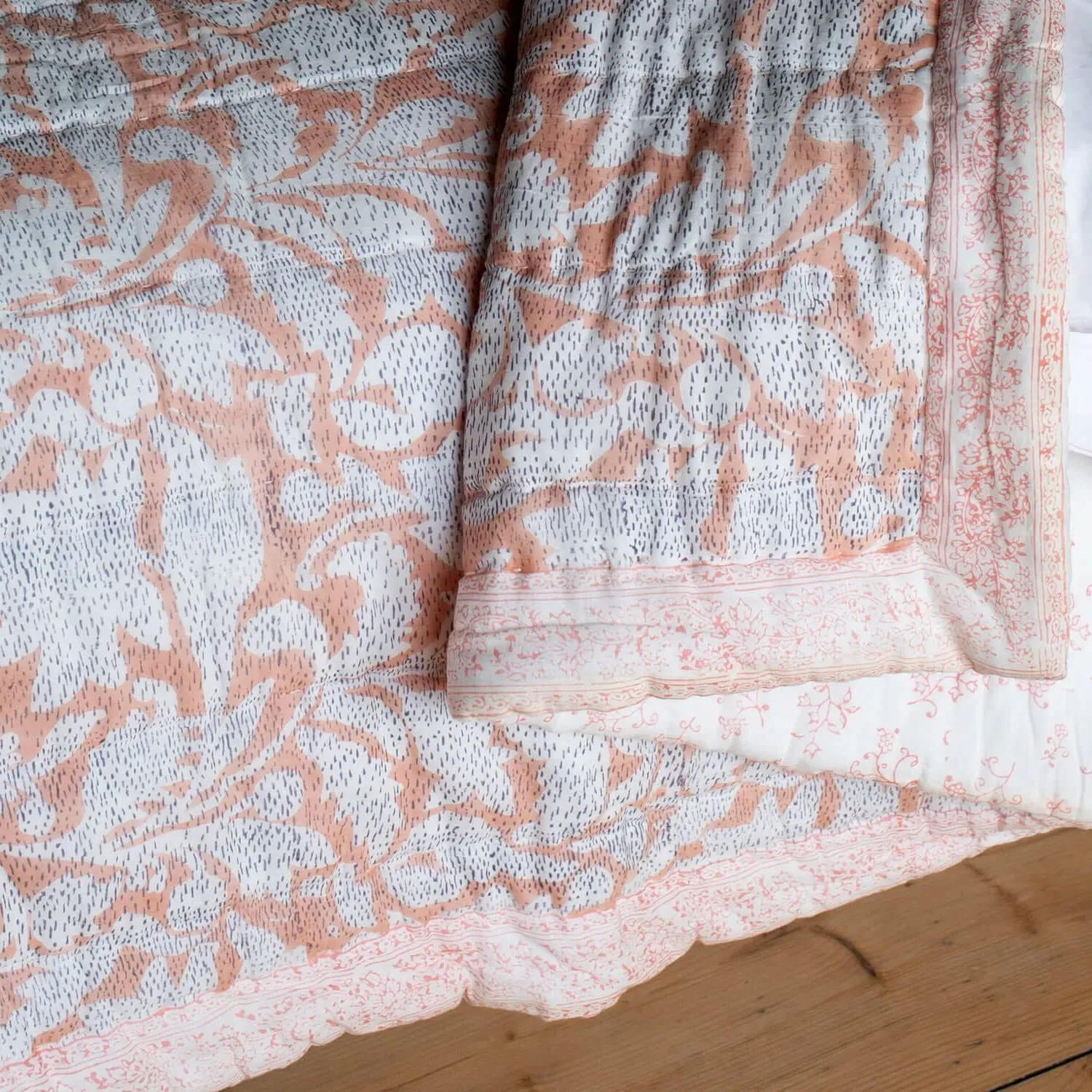 Natural Leaf Hand-Printed Quilt - Cotton