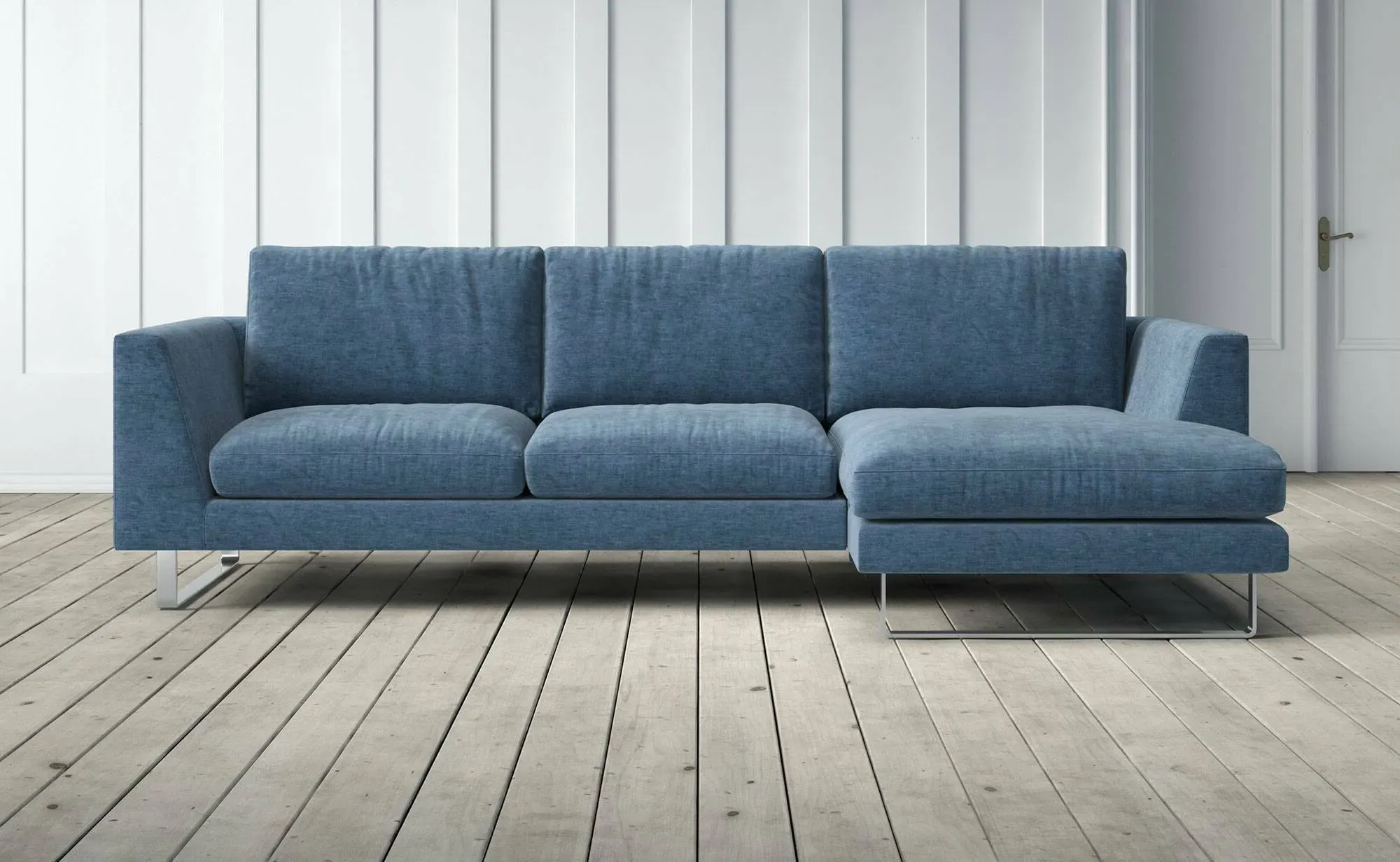 New York 2-Seater Left Chaise Sofa - Dark Blue