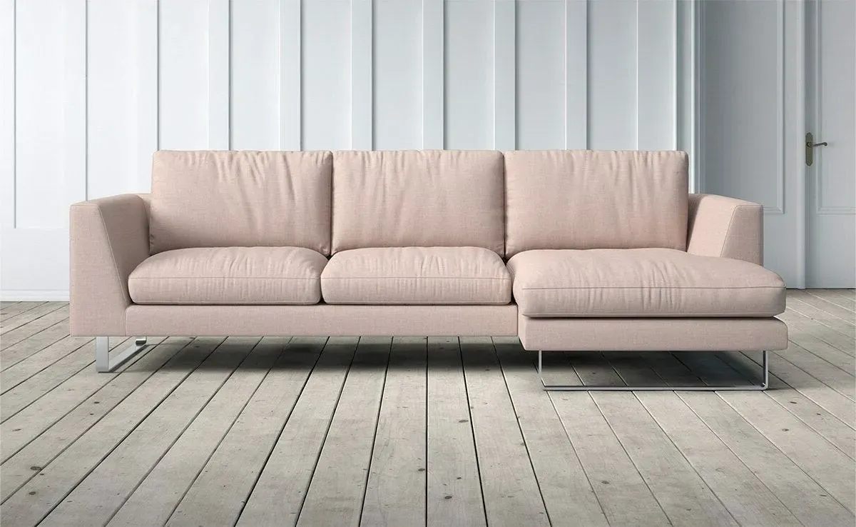 New York 2-Seater Left Chaise Sofa - Powder Pink