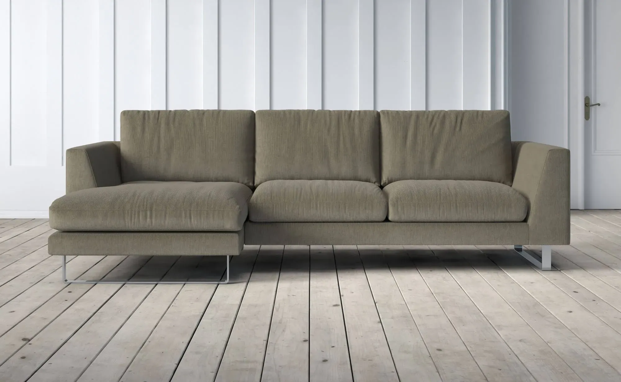 New York 2-Seater Right Chaise Sofa - Beige