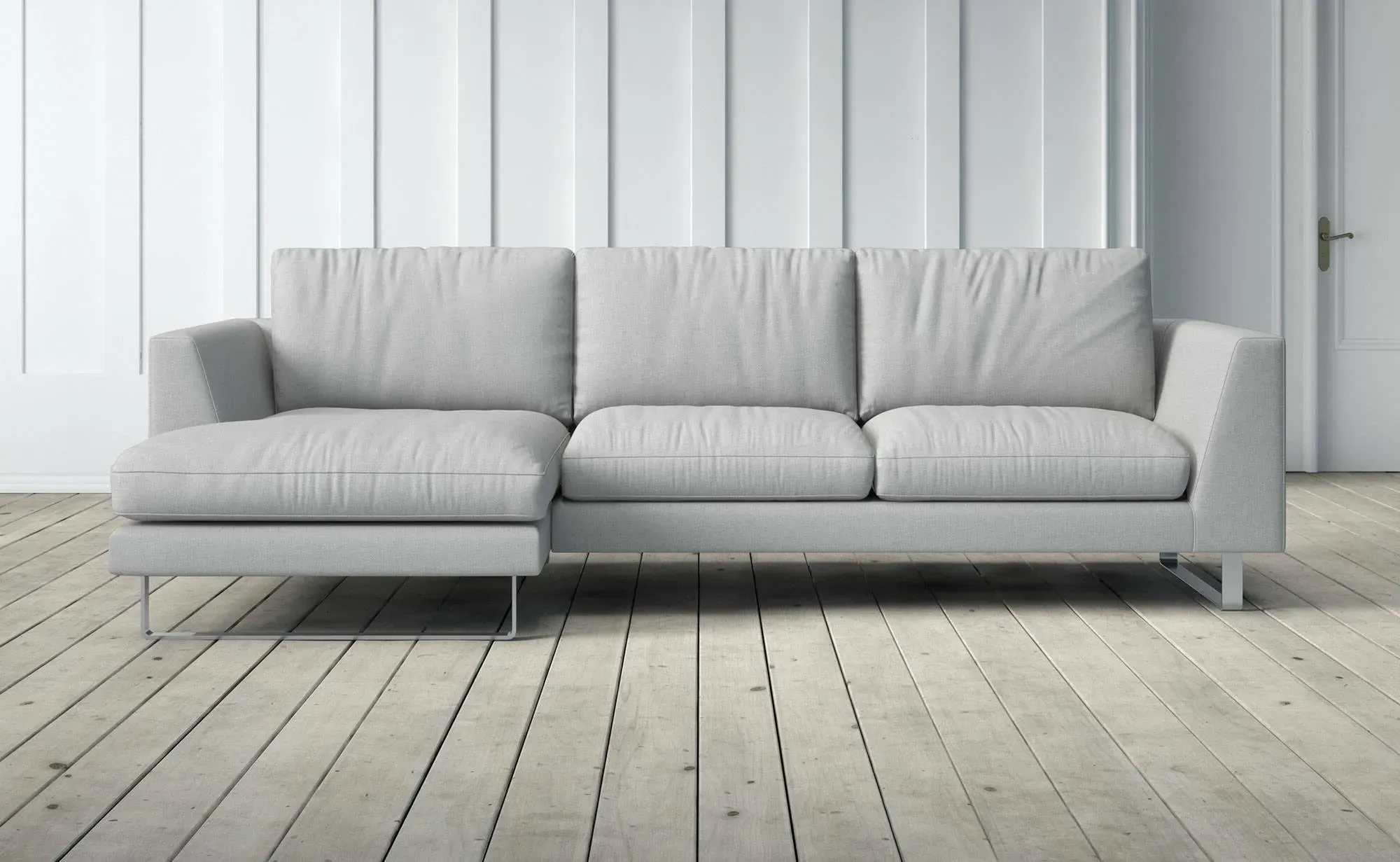 New York 2-Seater Right Chaise Sofa - Grey Beige