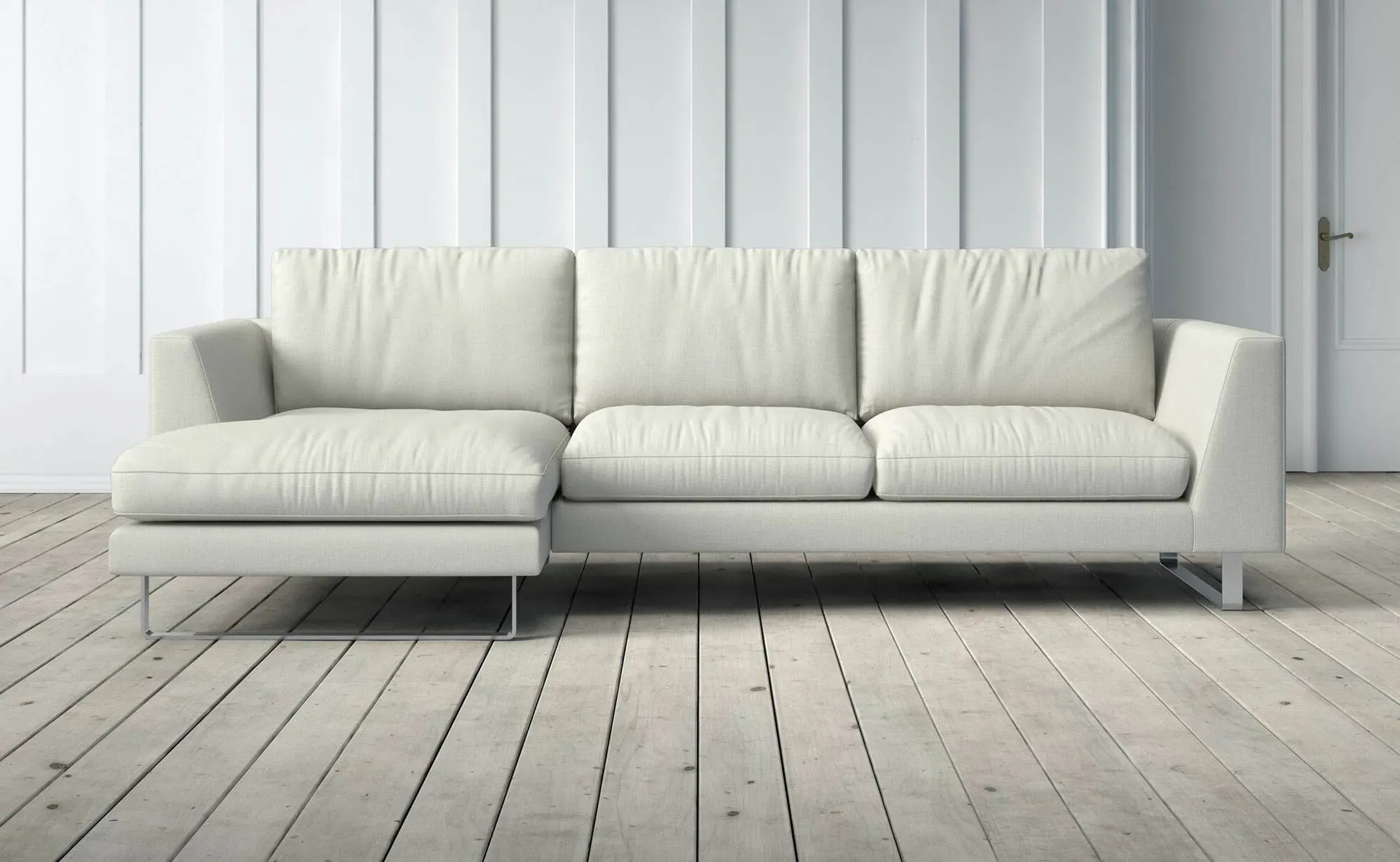 New York 2-Seater Right Chaise Sofa - Light Beige