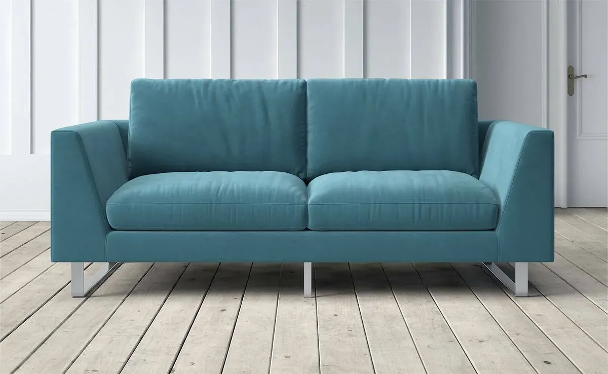 New York 2-Seater Sofa - Blue, Velvet