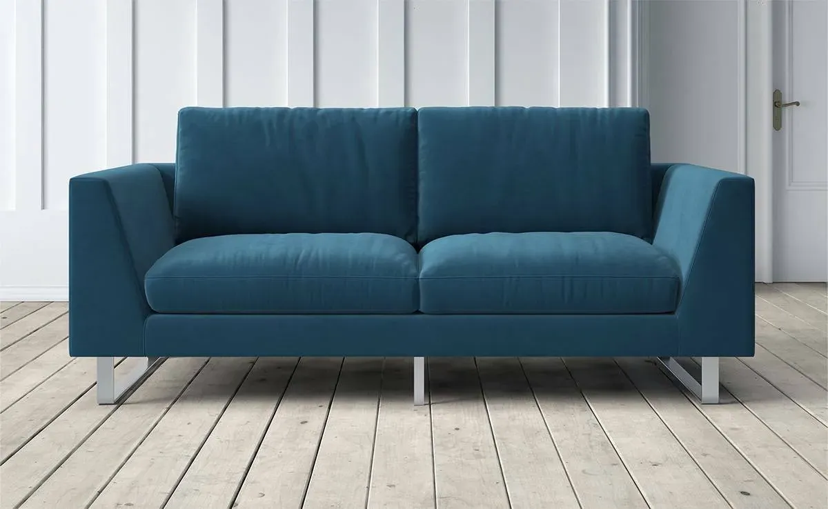 New York 2-Seater Sofa - Petrol Blue, Velvet