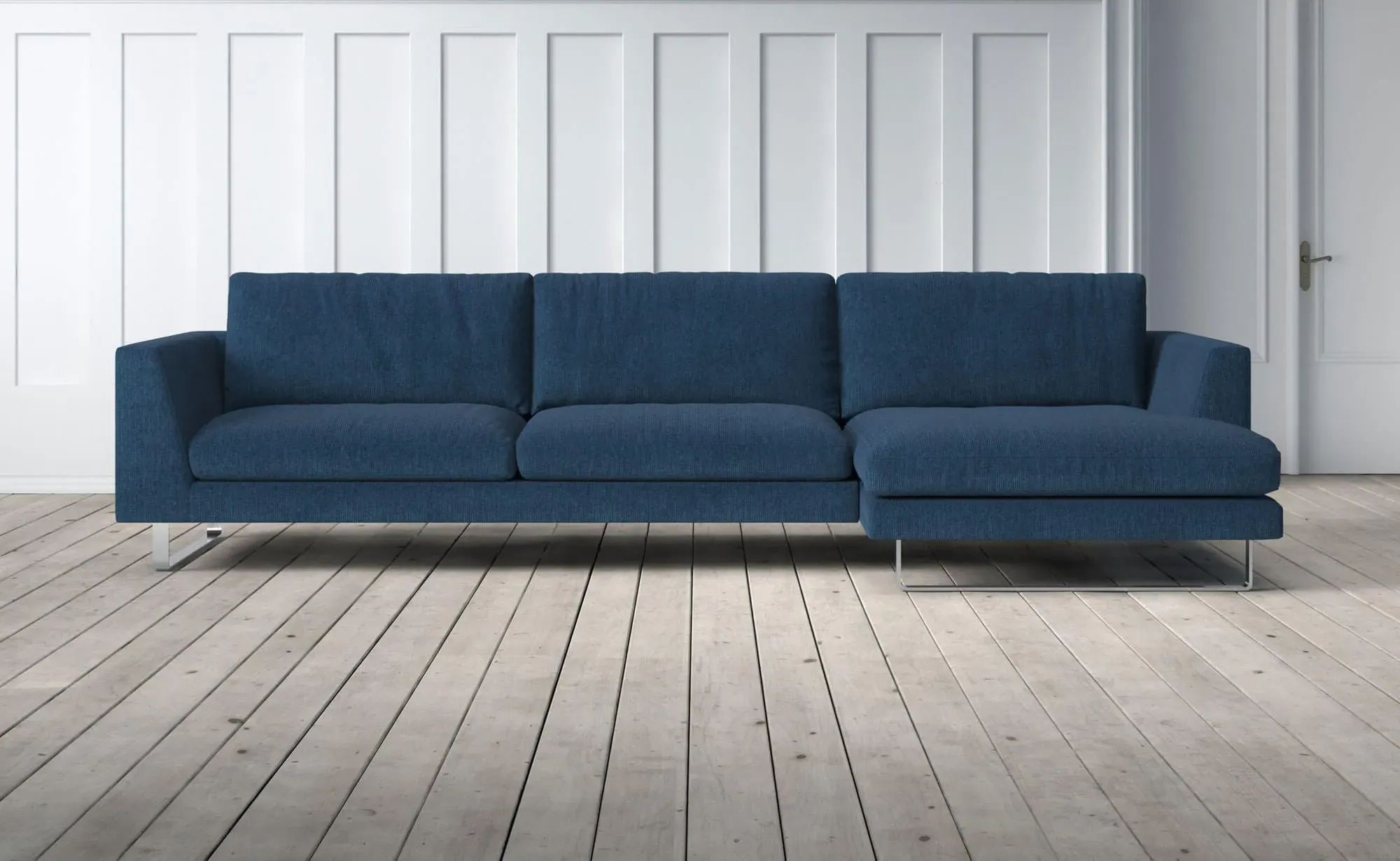 New York 3-Seater Left Chaise Sofa - Blue
