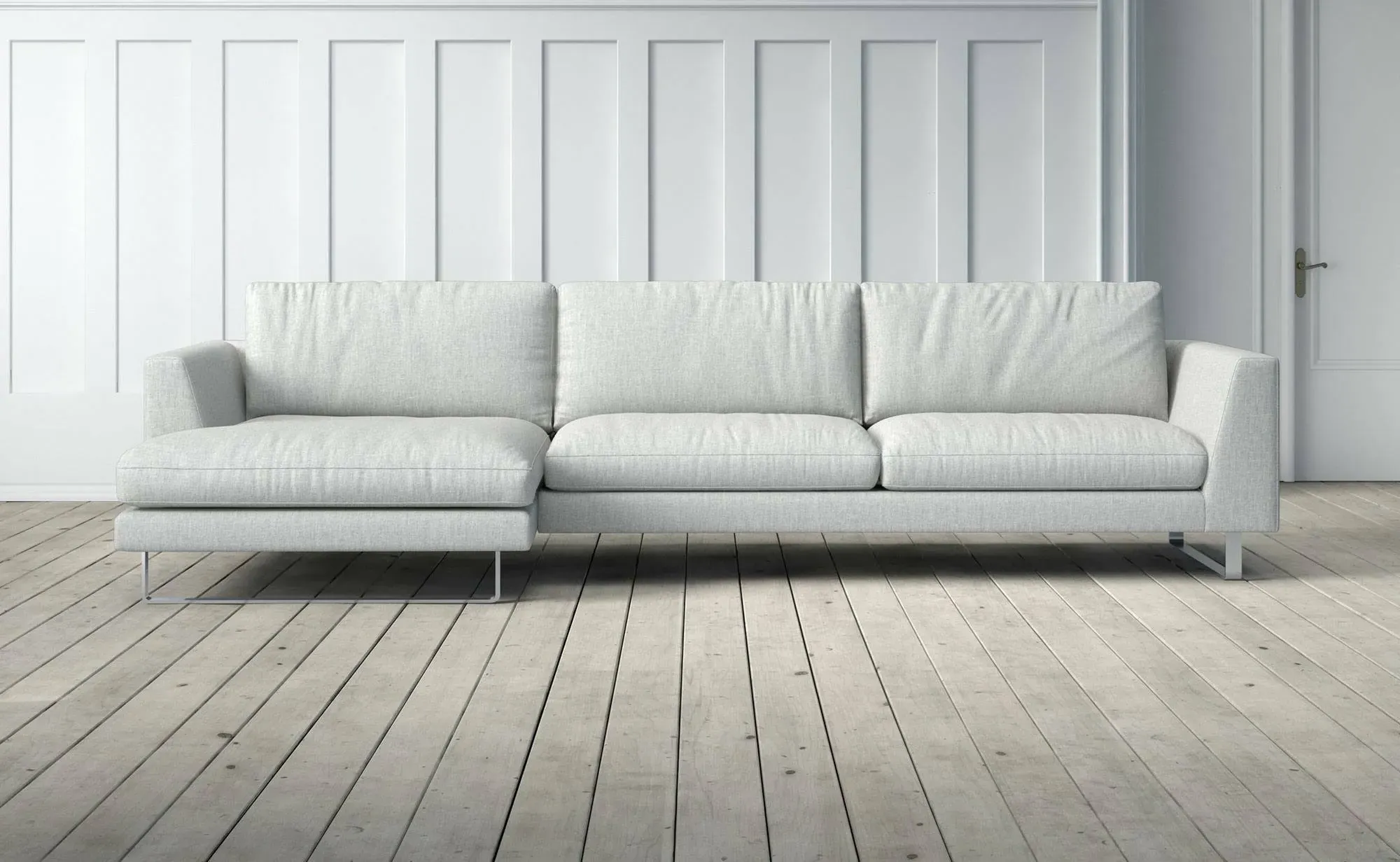 New York 3-Seater Right Chaise Sofa - Light Grey