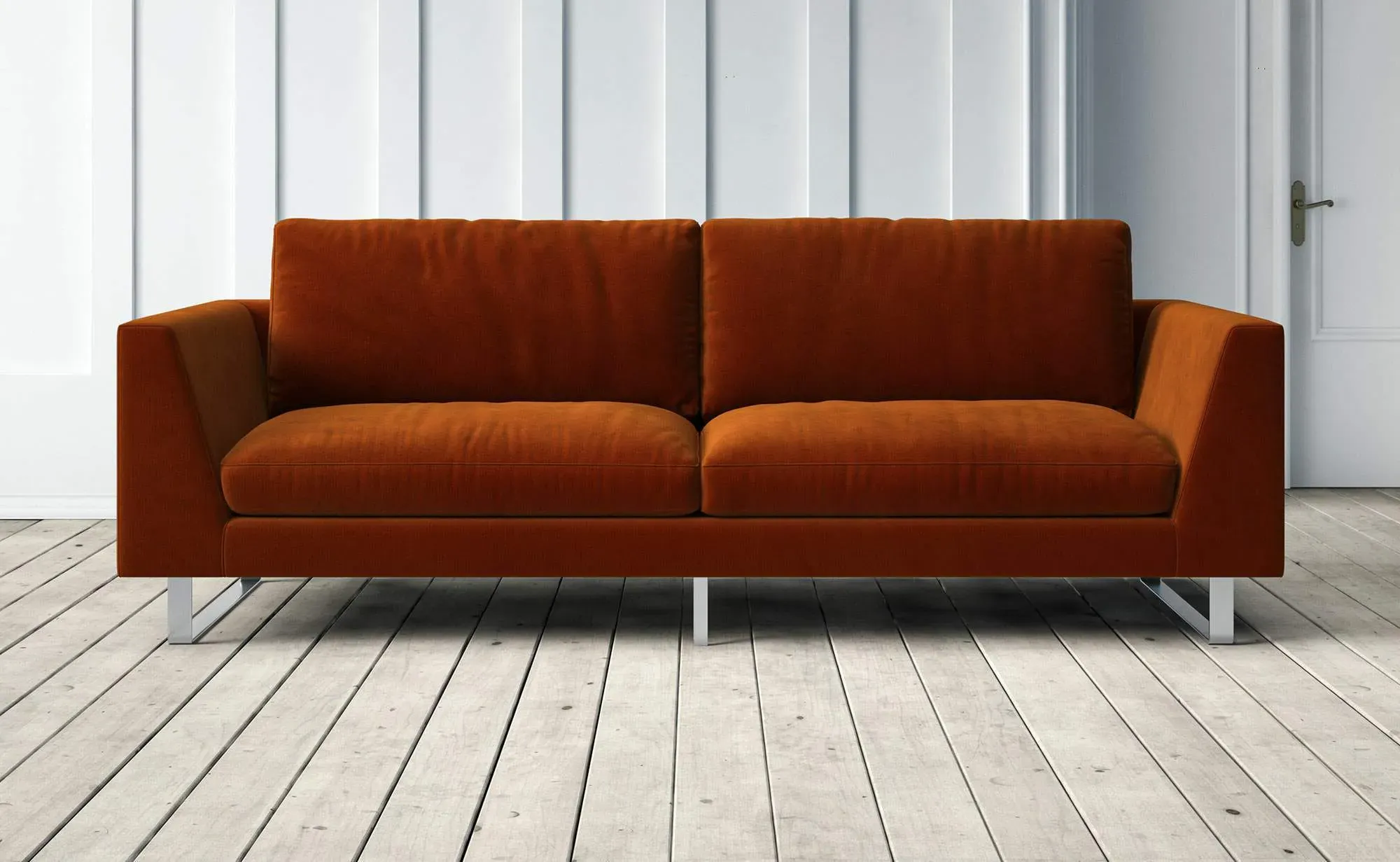 New York 3-Seater Sofa - Rust, Velvet