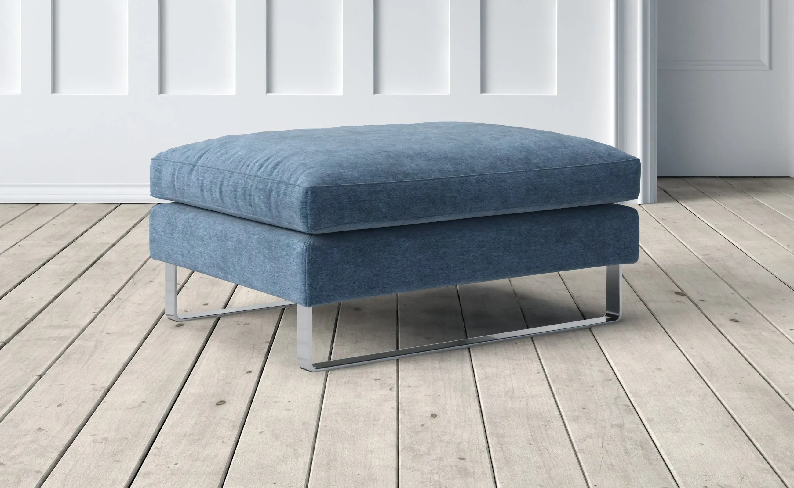 New York Footstool - Dark Blue, Velvet