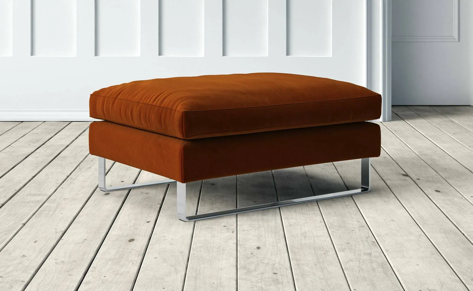 New York Footstool - Rust, Velvet