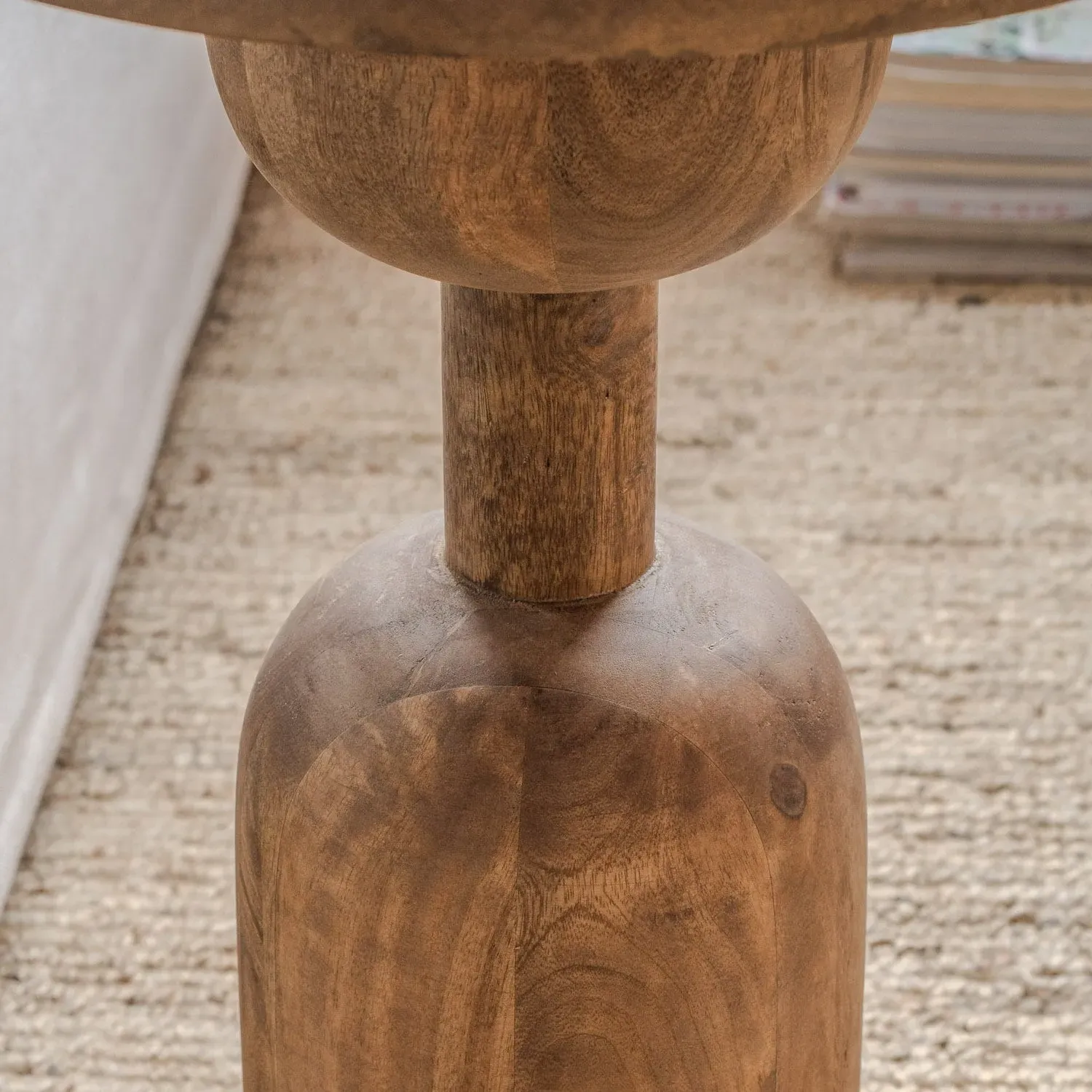 Noah Round Side Table - Honey, Mango Wood