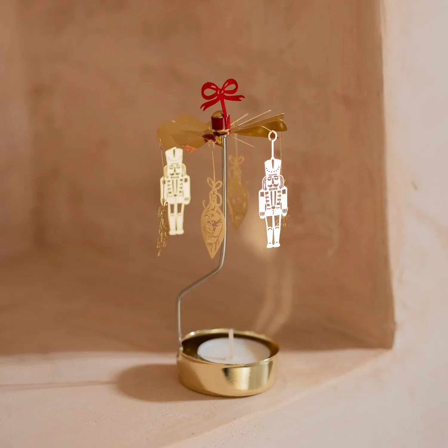 Noel Chimes Spinning Tealight Holder - Gold, Iron