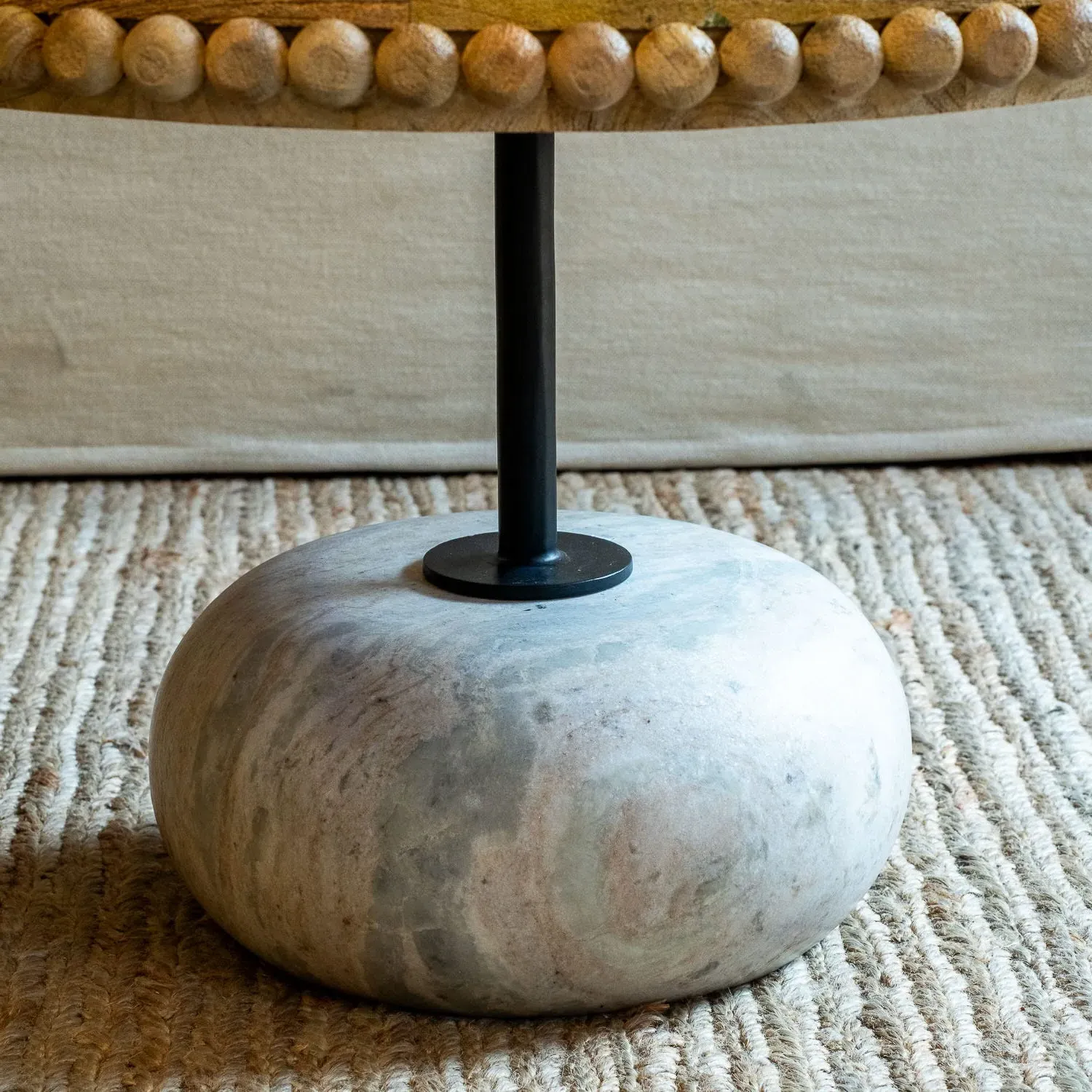 Noland Round Coffee Table - Mango Wood, Marble