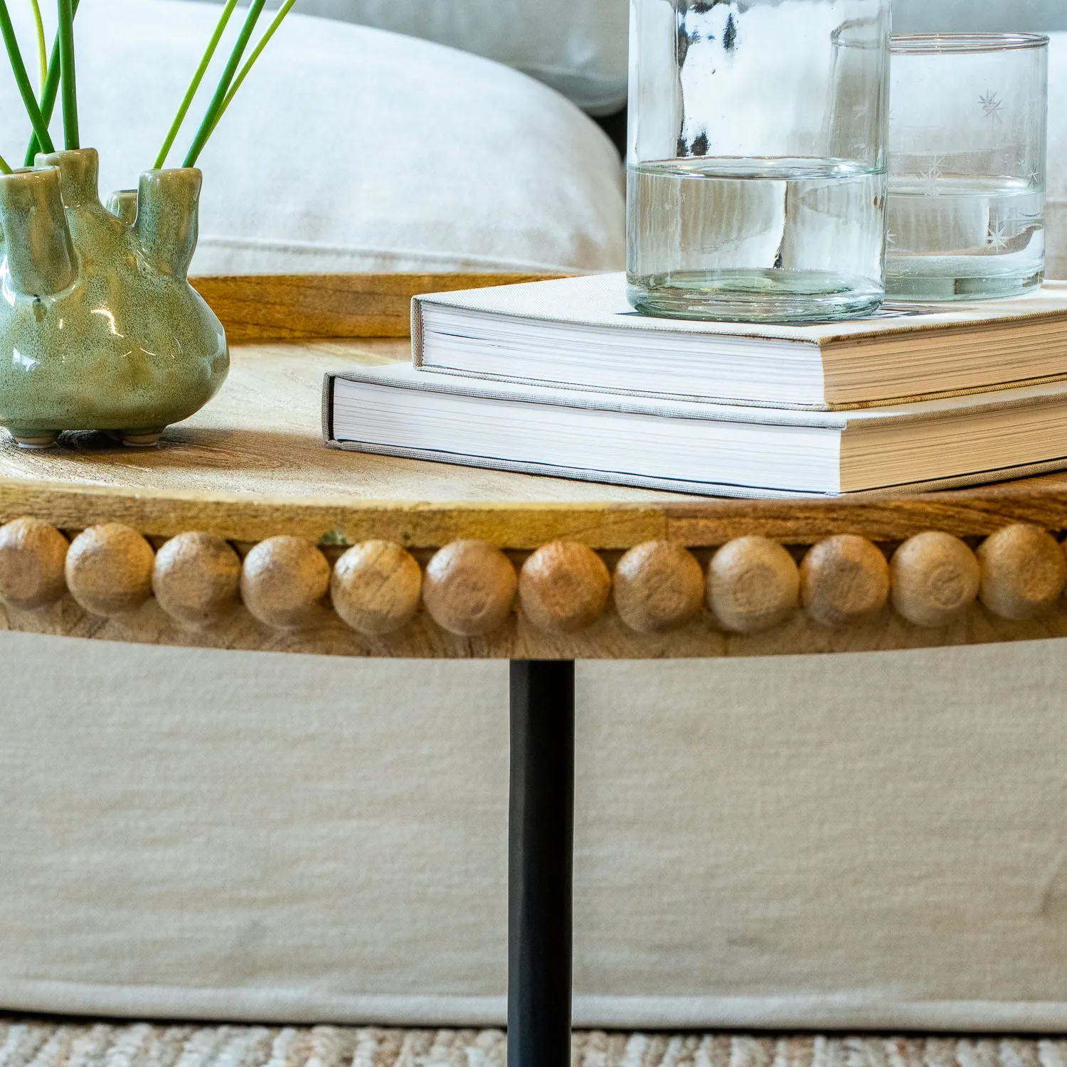 Noland Round Coffee Table - Mango Wood, Marble