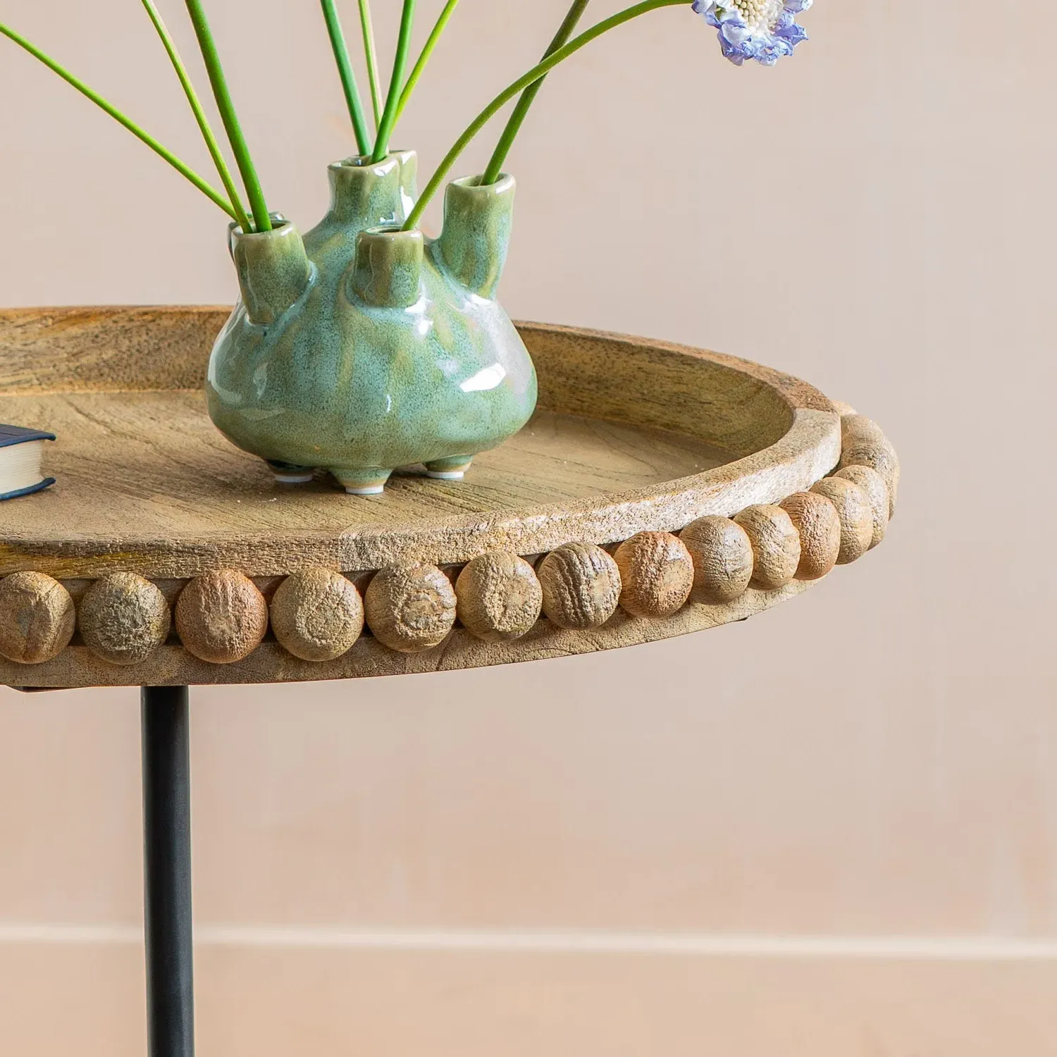 Noland Round Side Table - Mango Wood, Marble