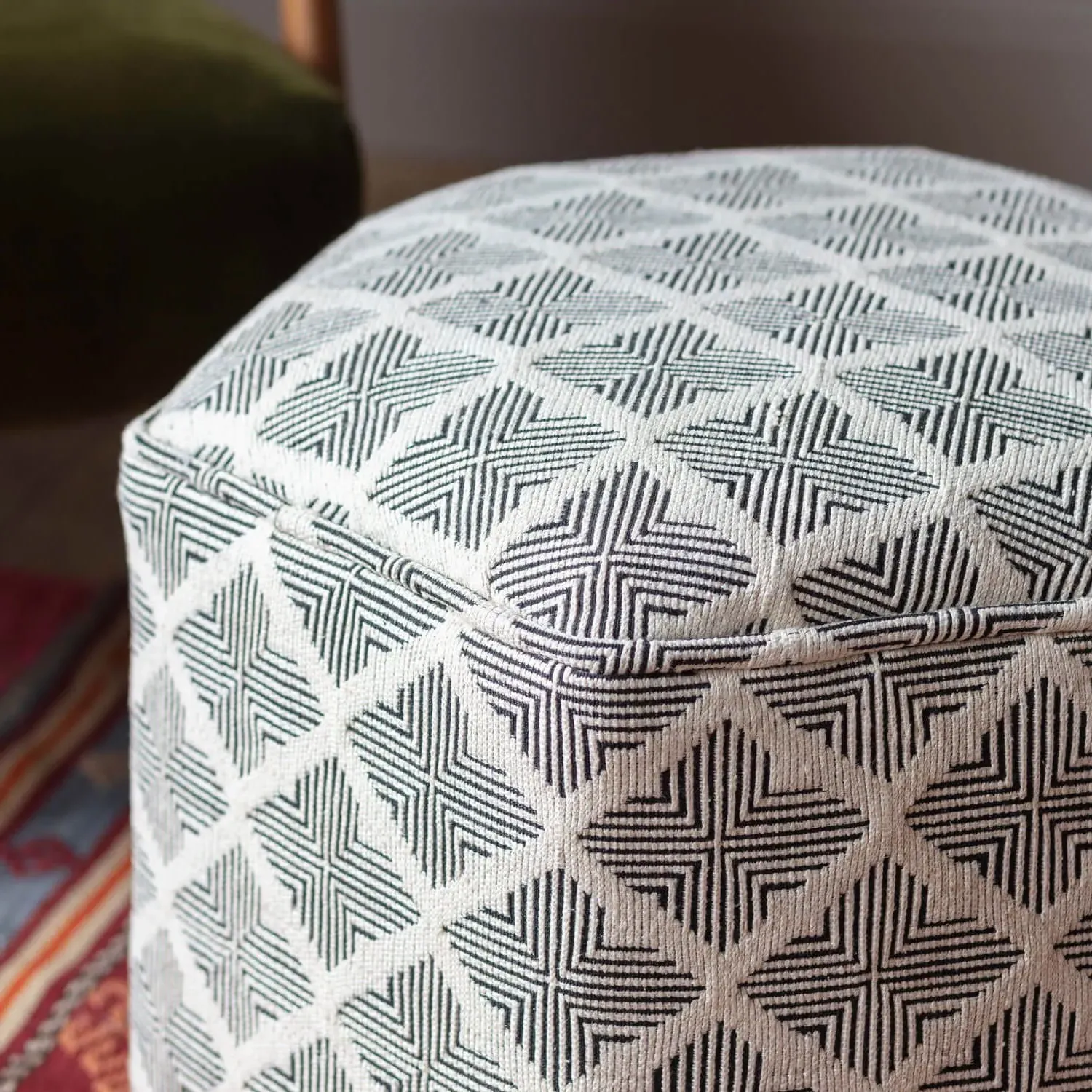 Nora Jacquard Footstool - Ecru