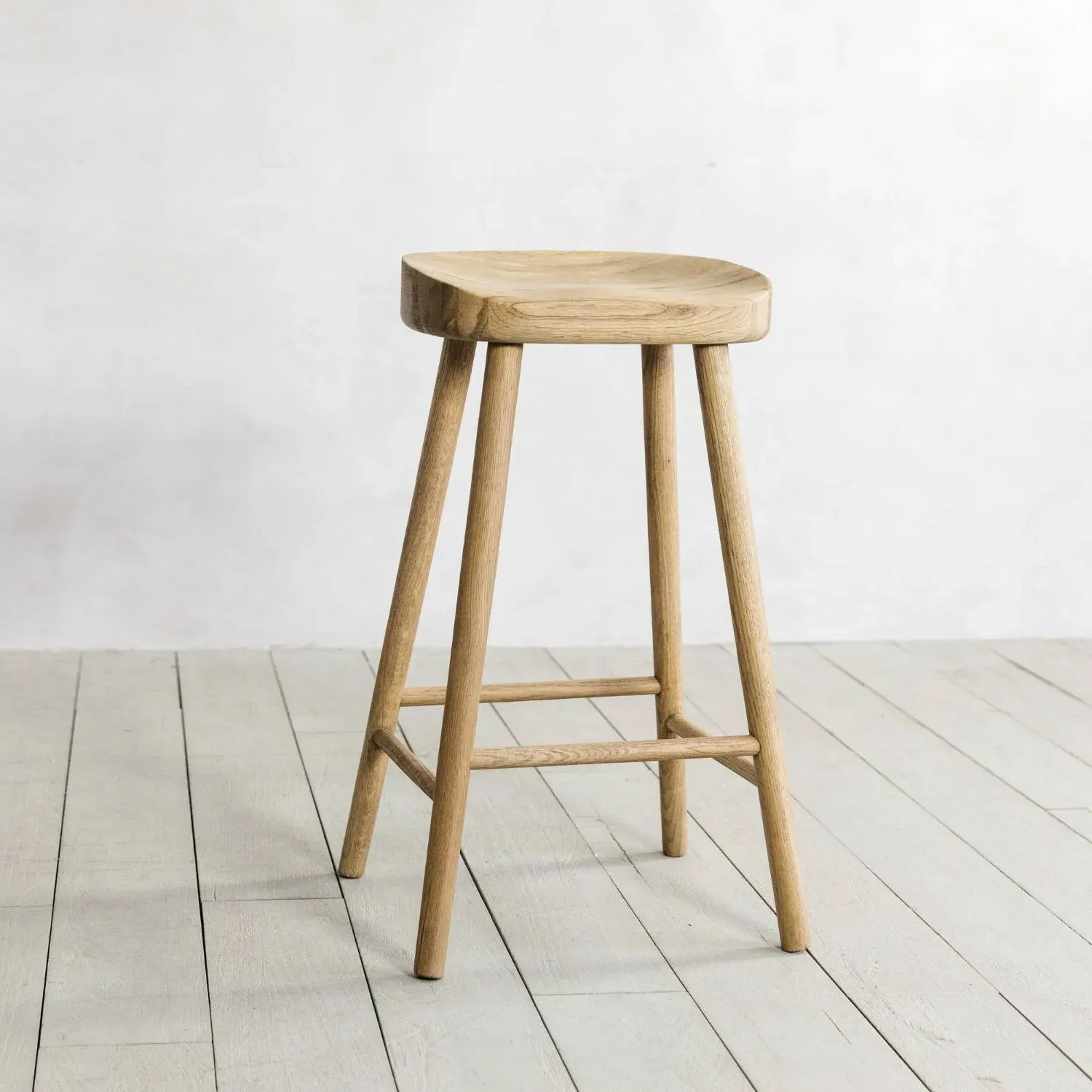 Oak Farmhouse Kitchen Stool - Oak