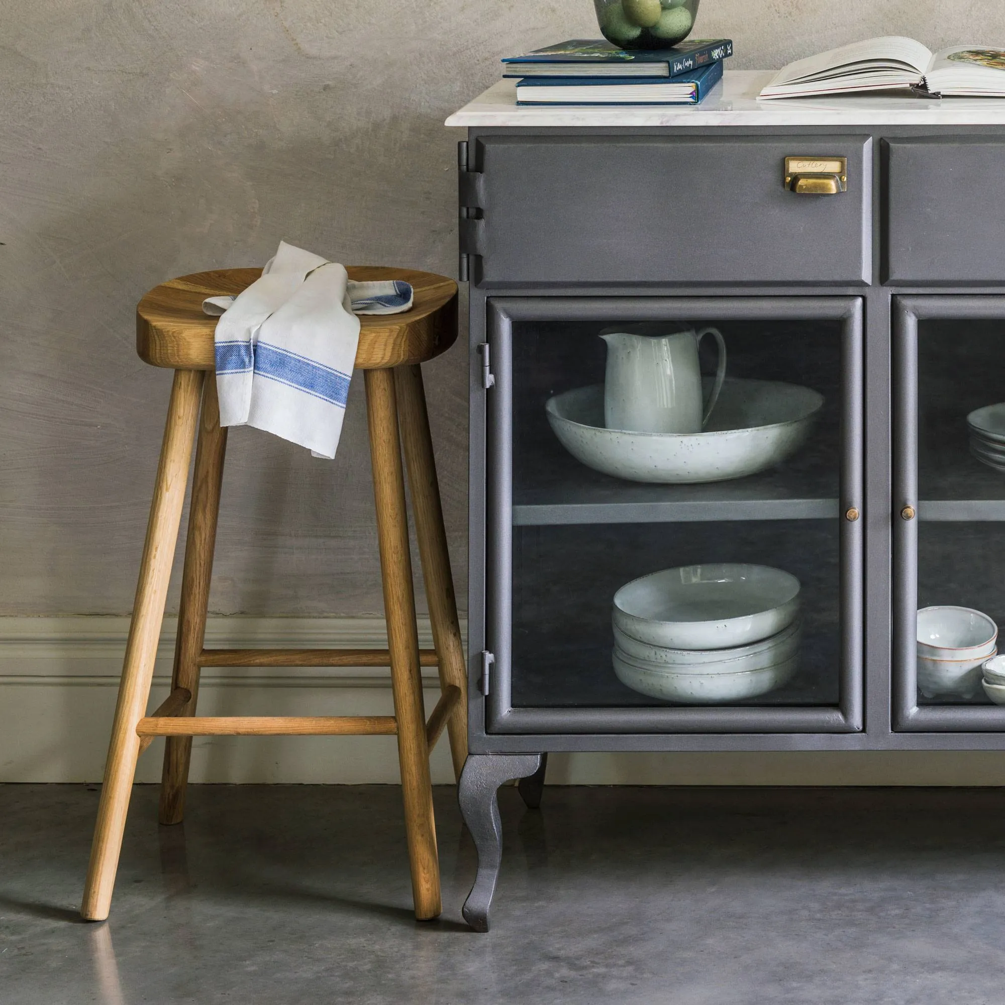 Oak Farmhouse Kitchen Stool - Oak image