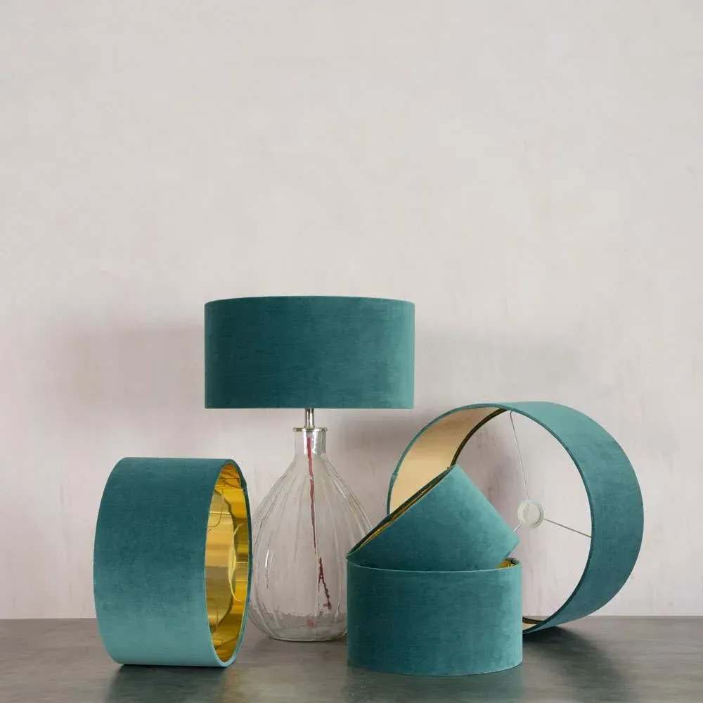 Ocean Velvet 12" Lamp Shade - Blue, Cotton Velvet