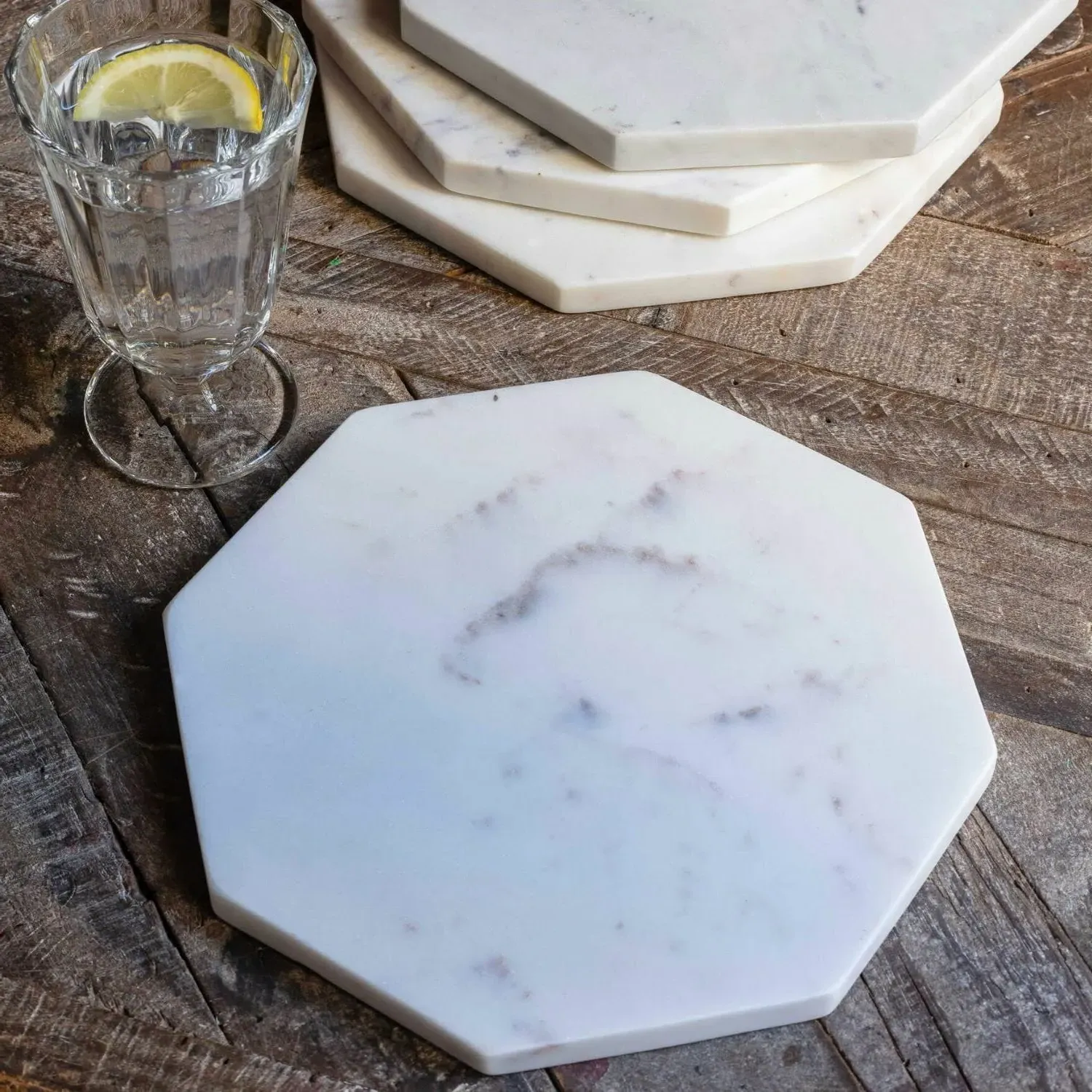 Octagon Marble Placemat - White image