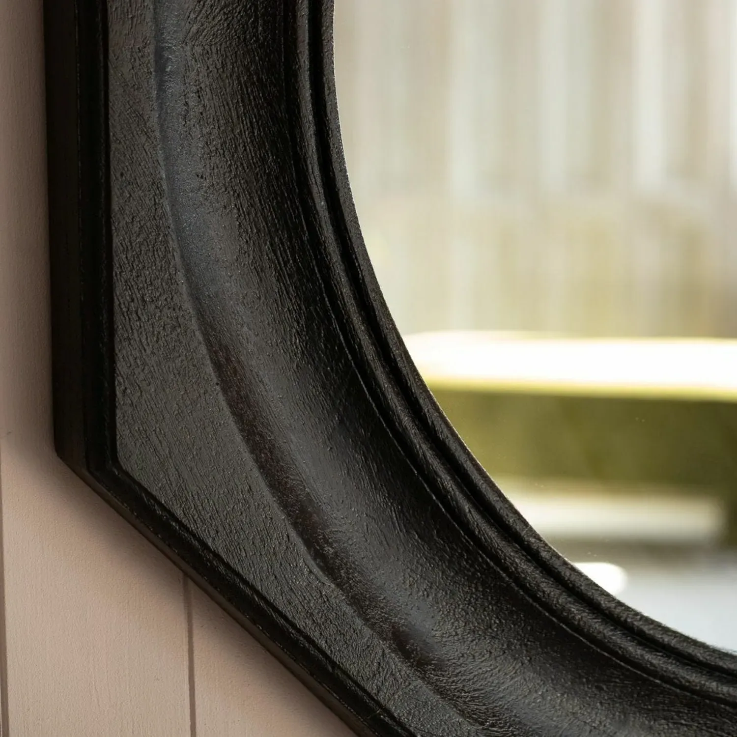 Octavia Small Octagonal Wall Mirror - Black, Mango Wood