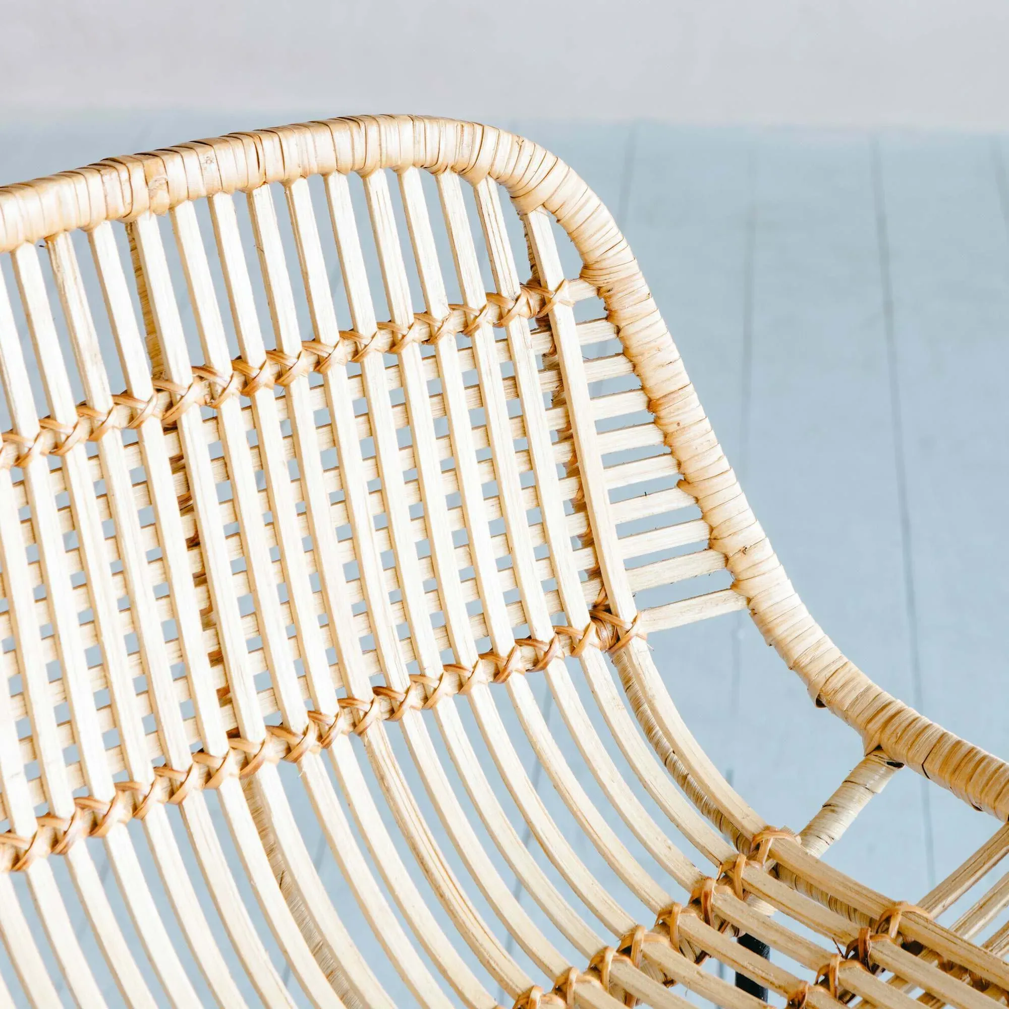 Ola Graphic Weave Rattan Kitchen Stool - Natural