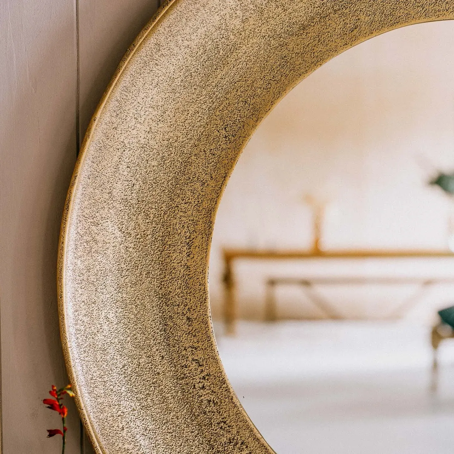 Oliver Large Round Wall Mirror - Aged Brass, Aluminium