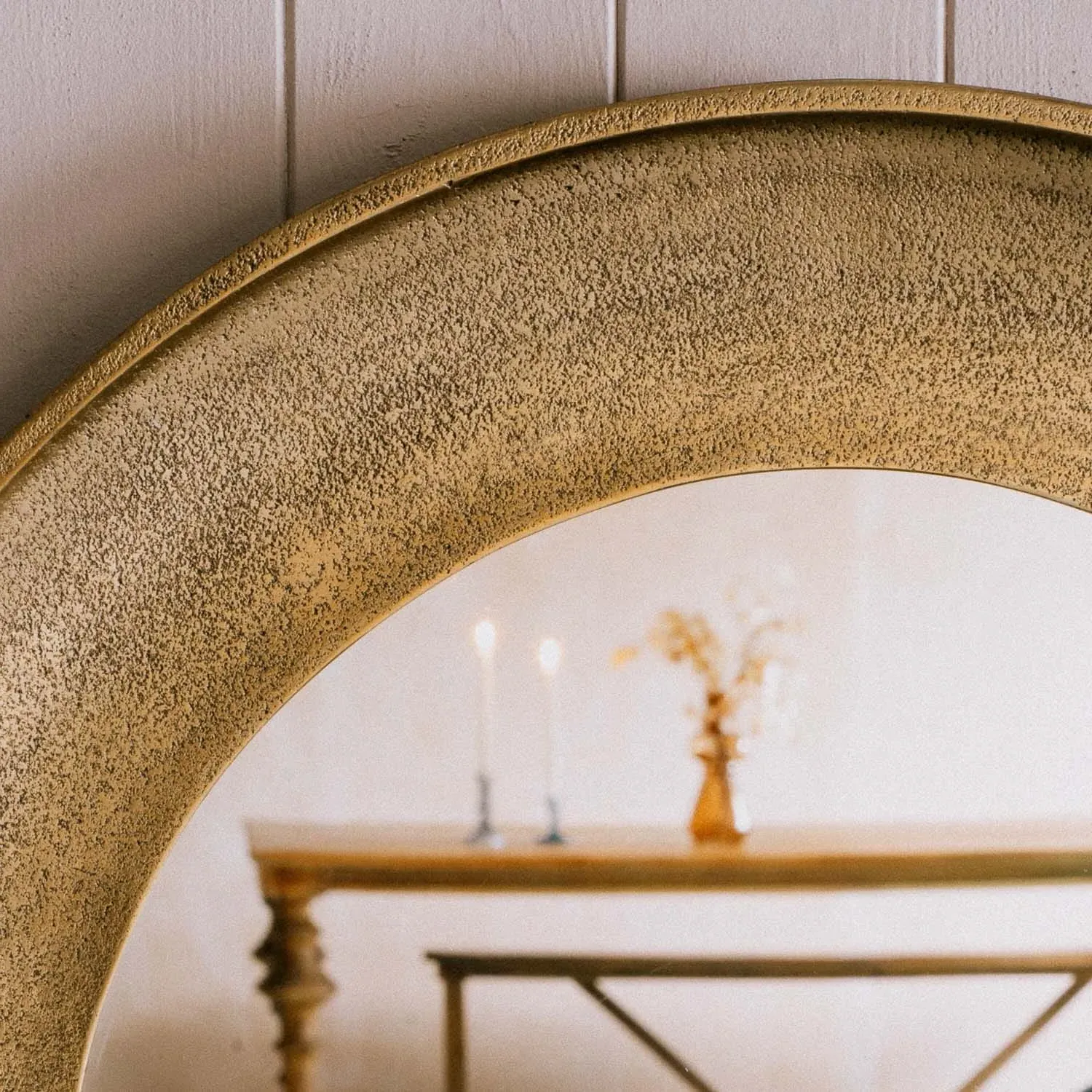 Oliver Small Round Wall Mirror - Aged Brass, Aluminium