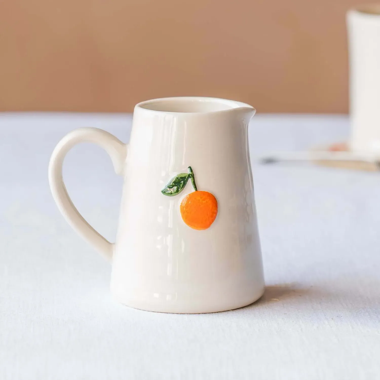 Orange Branch Motif Mini Jug - Orange, Stoneware image