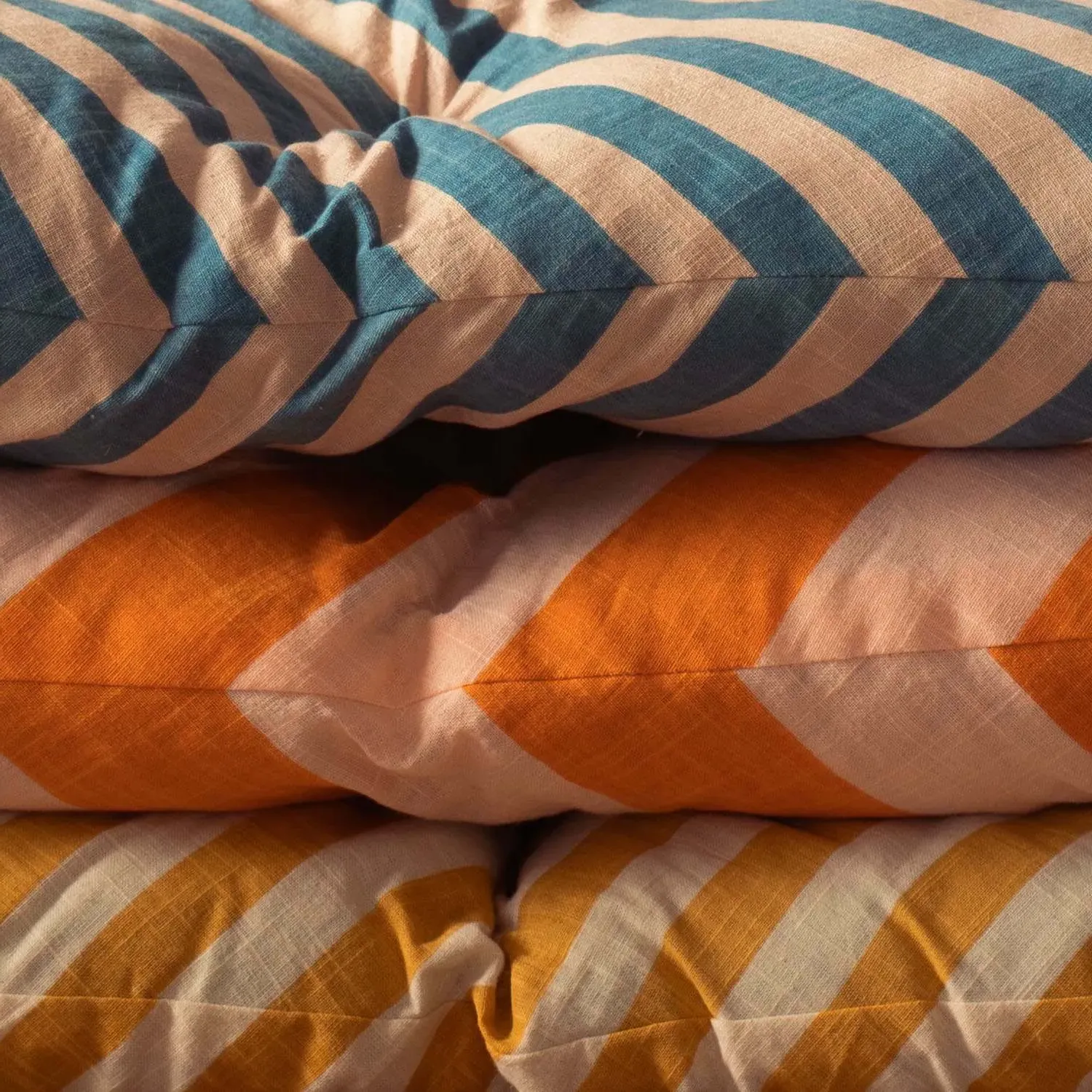 Orange Candy Stripe Bench Seat Pad - Orange, Cotton