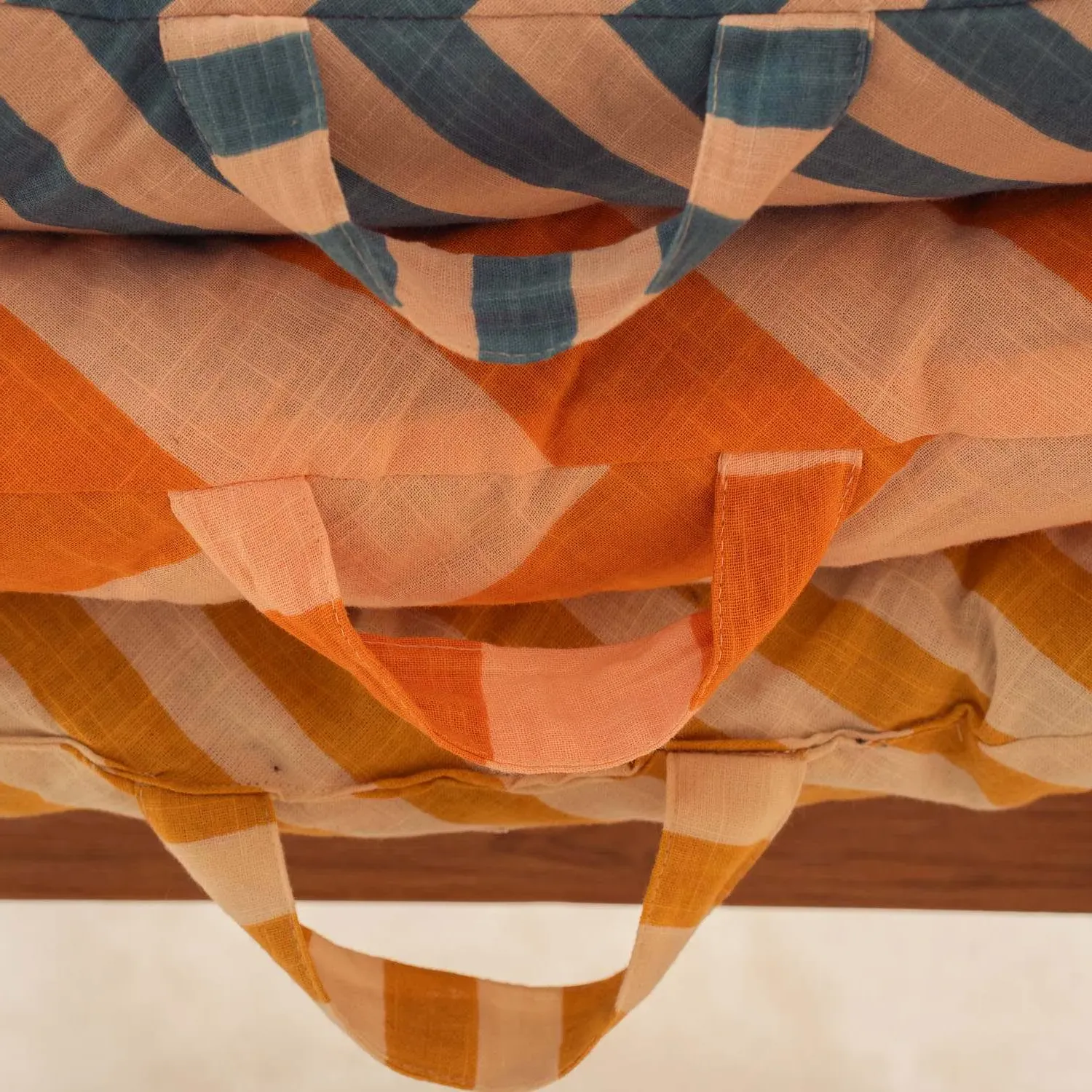 Orange Candy Stripe Bench Seat Pad - Orange, Cotton