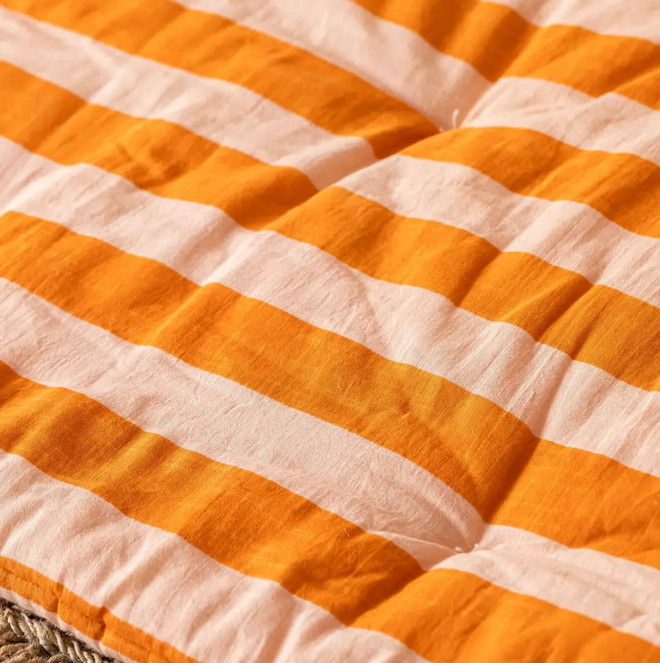 Orange Candy Stripe Large Seat Mat - Cotton