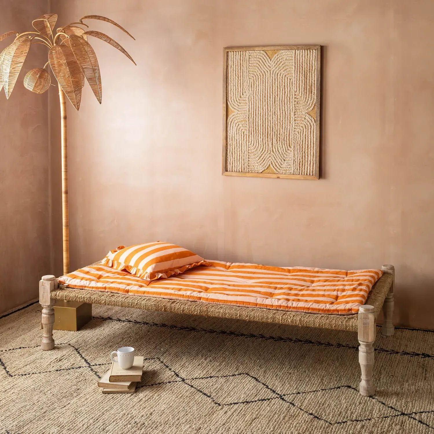 Orange Candy Stripe Large Seat Mat - Cotton