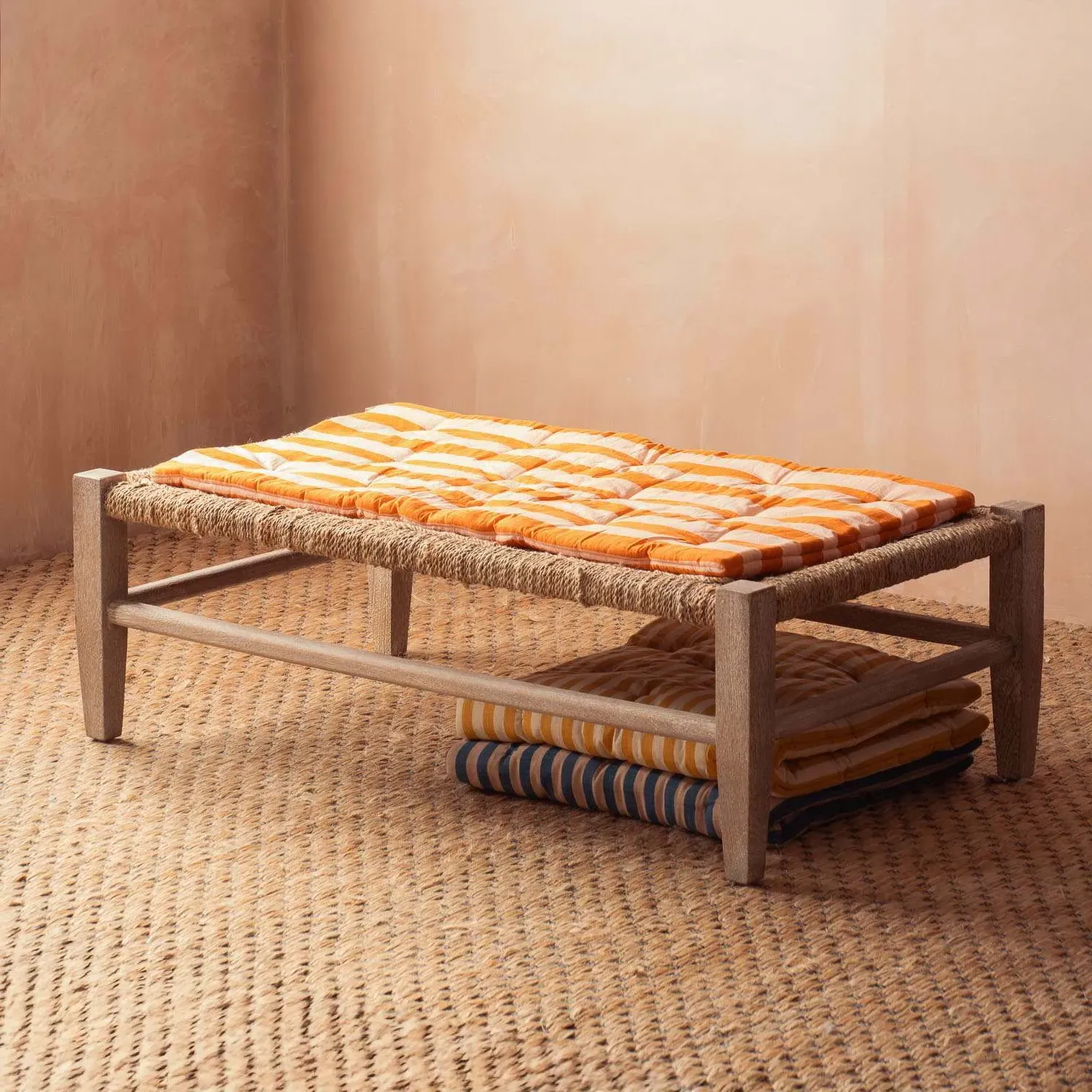 Orange Candy Stripe Small Seat Mat - Cotton