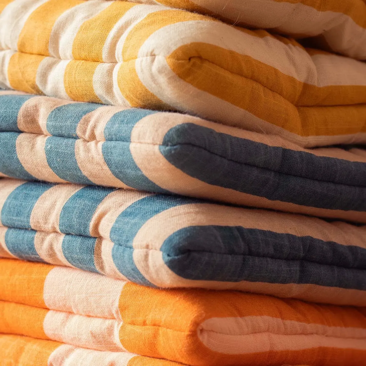 Orange Candy Stripe Small Seat Mat - Cotton